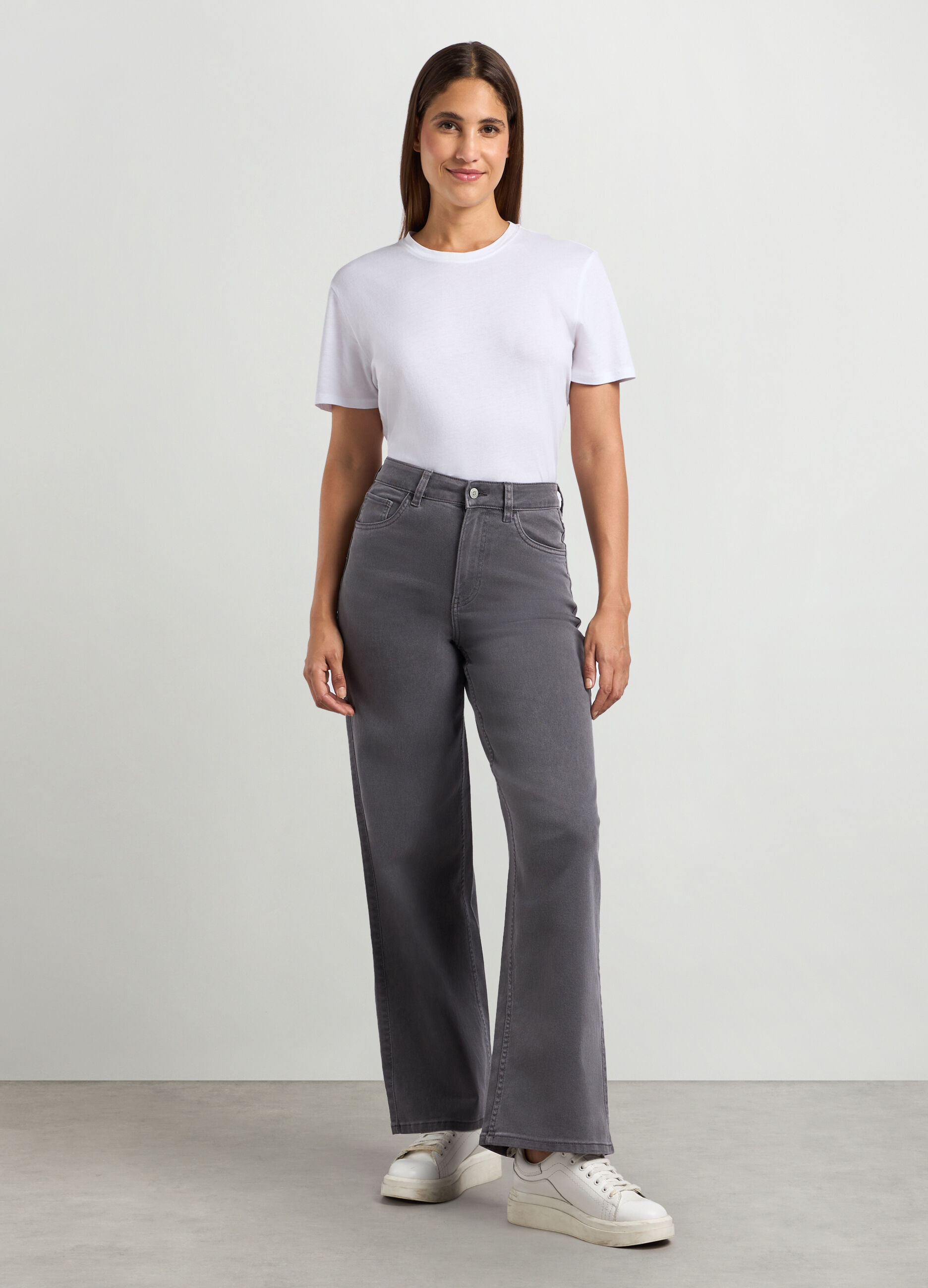 Pantaloni in denim di cotone stretch donna_0