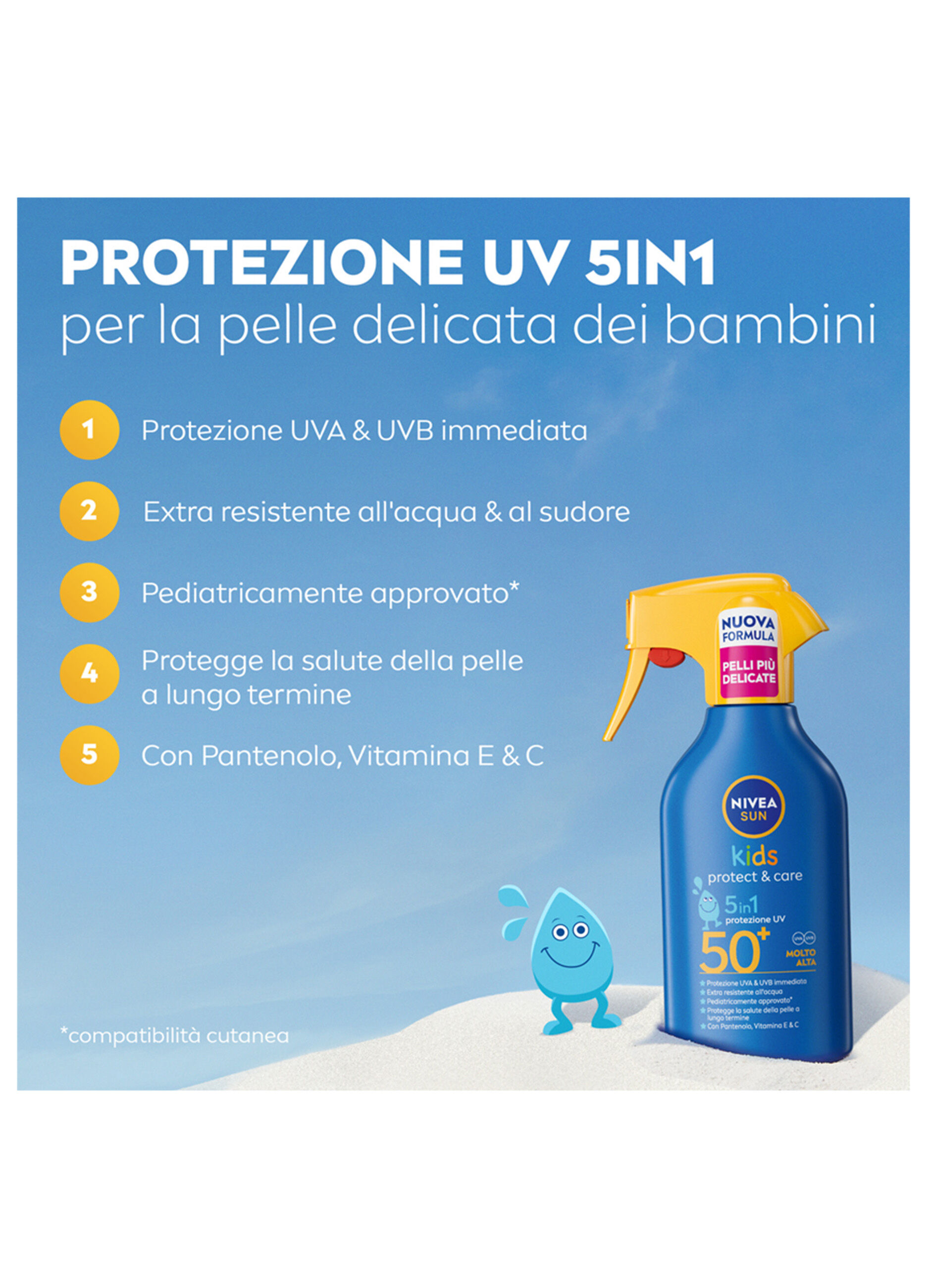 Nivea Sun Spray Solare Kids Protect & Care FP50+ 270 ml, Crema solare per bambini waterproof_3