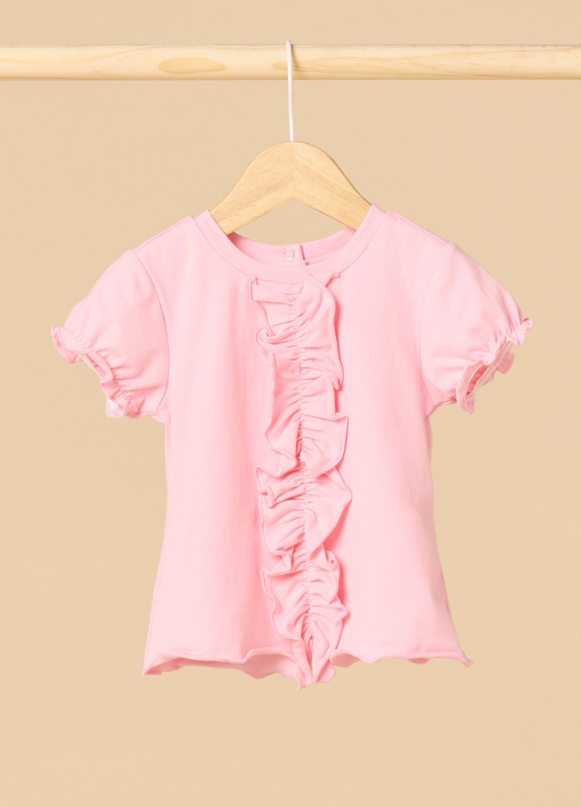T-shirt IANA in cotone stretch con rouches neonata_0