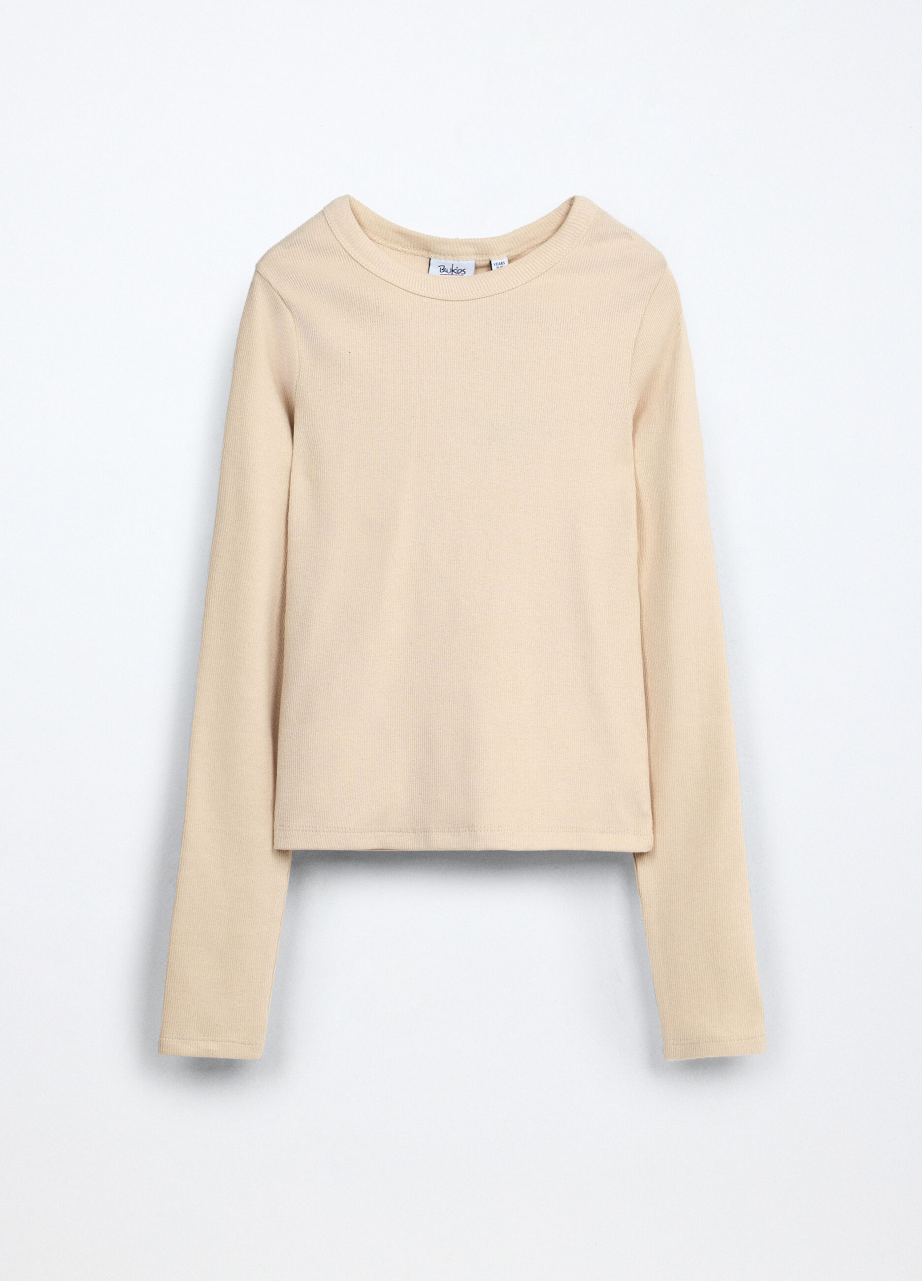 T-shirt in costina di cotone stretch ragazza_0