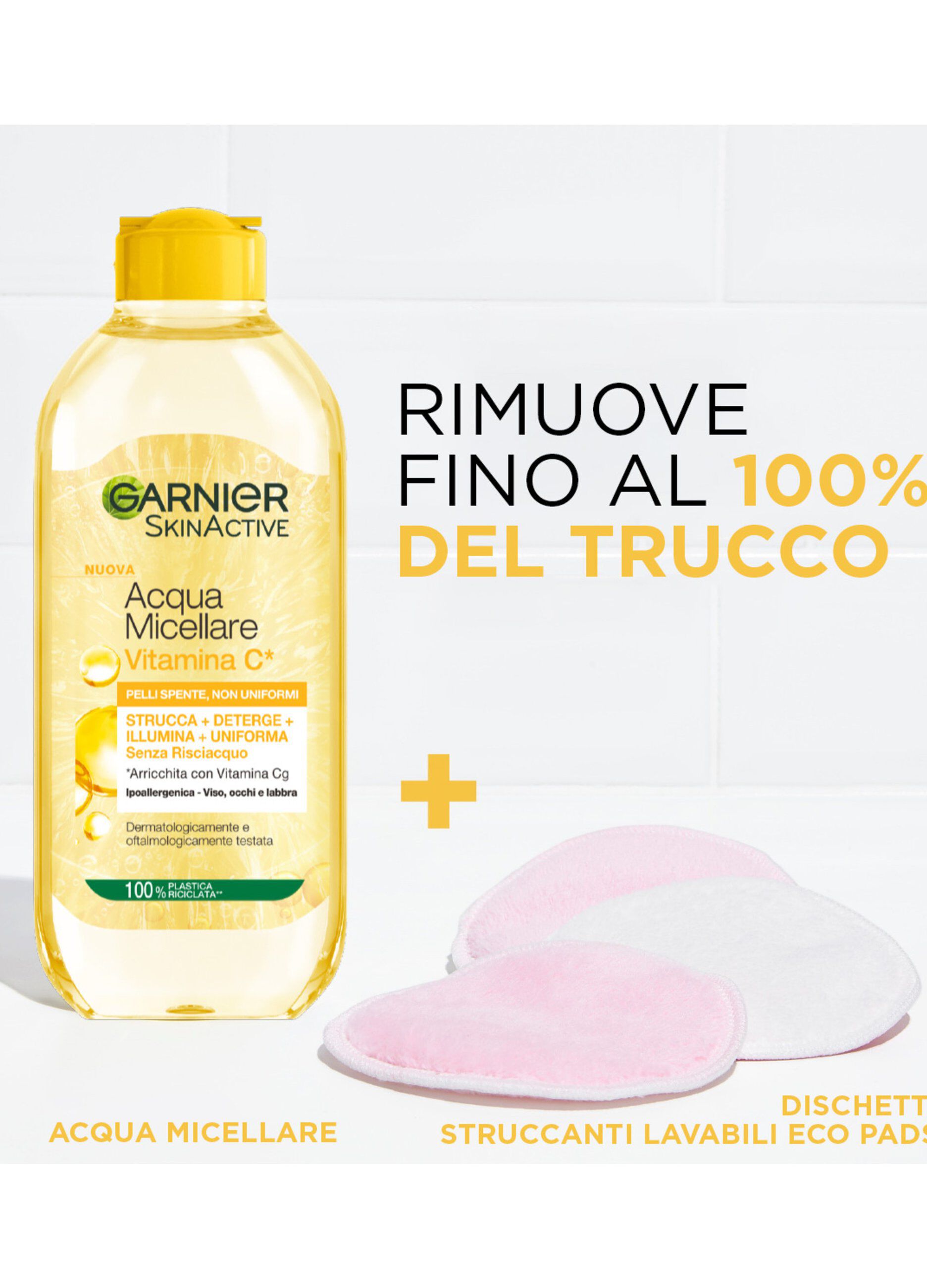 Garnier SkinActive, Acqua Micellare Tutto in 1, Vitamina C, Pelli Spente e Non Uniformi, 400 ml.