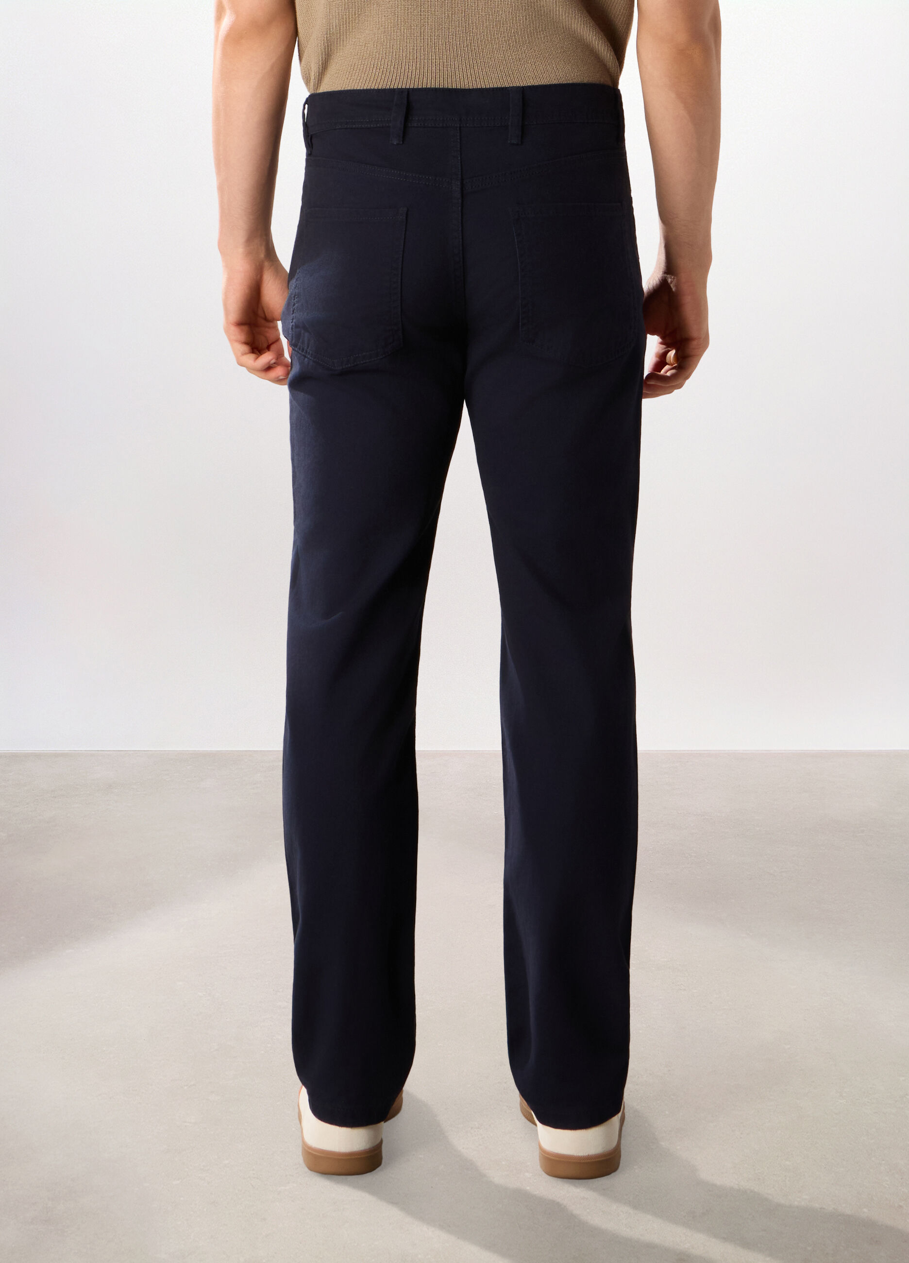 Pantaloni cinque tasche in twill di cotone uomo_1