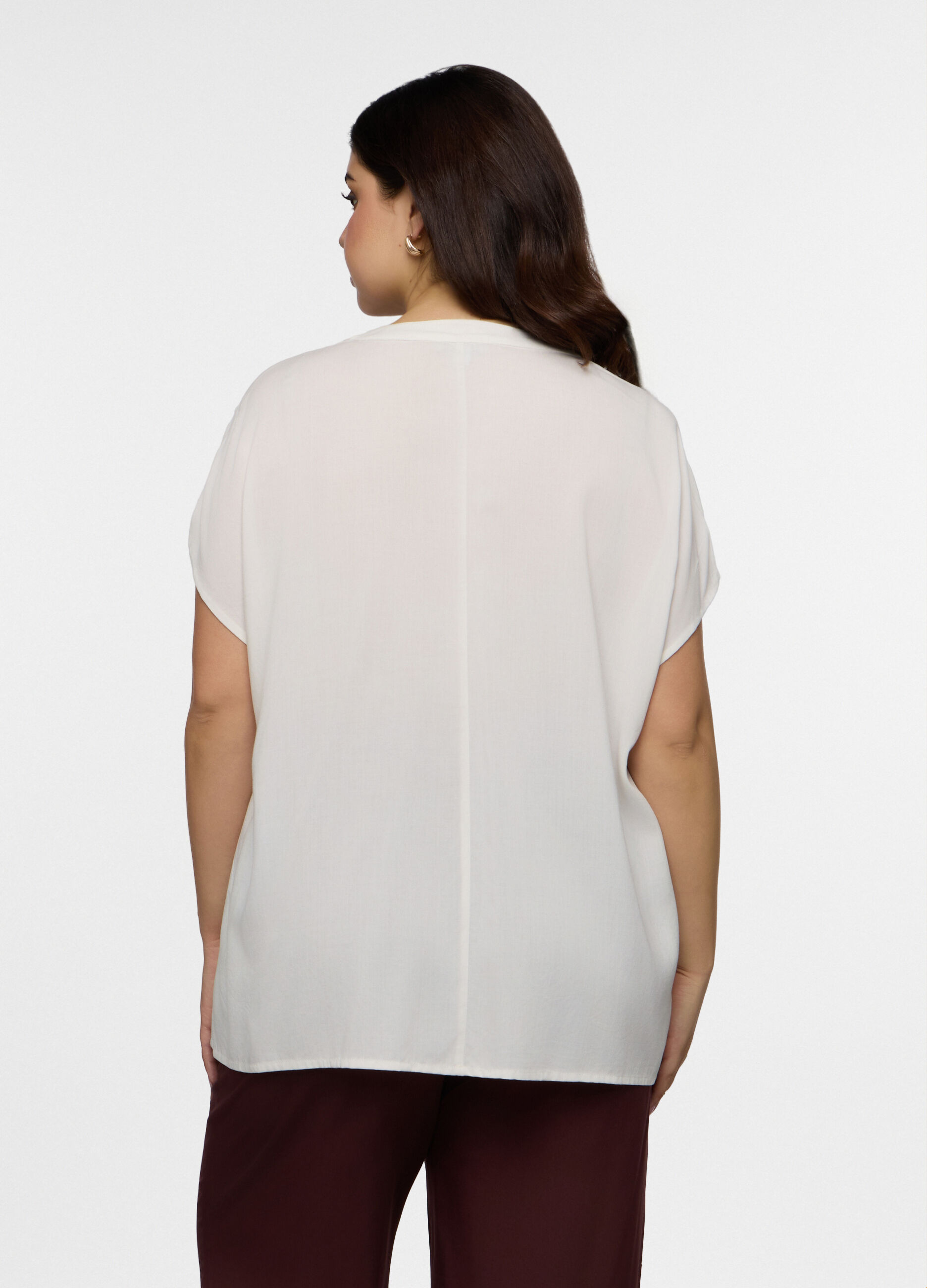 Blusa Fit Regular con scollo a V in pura viscosa donna curvy_1
