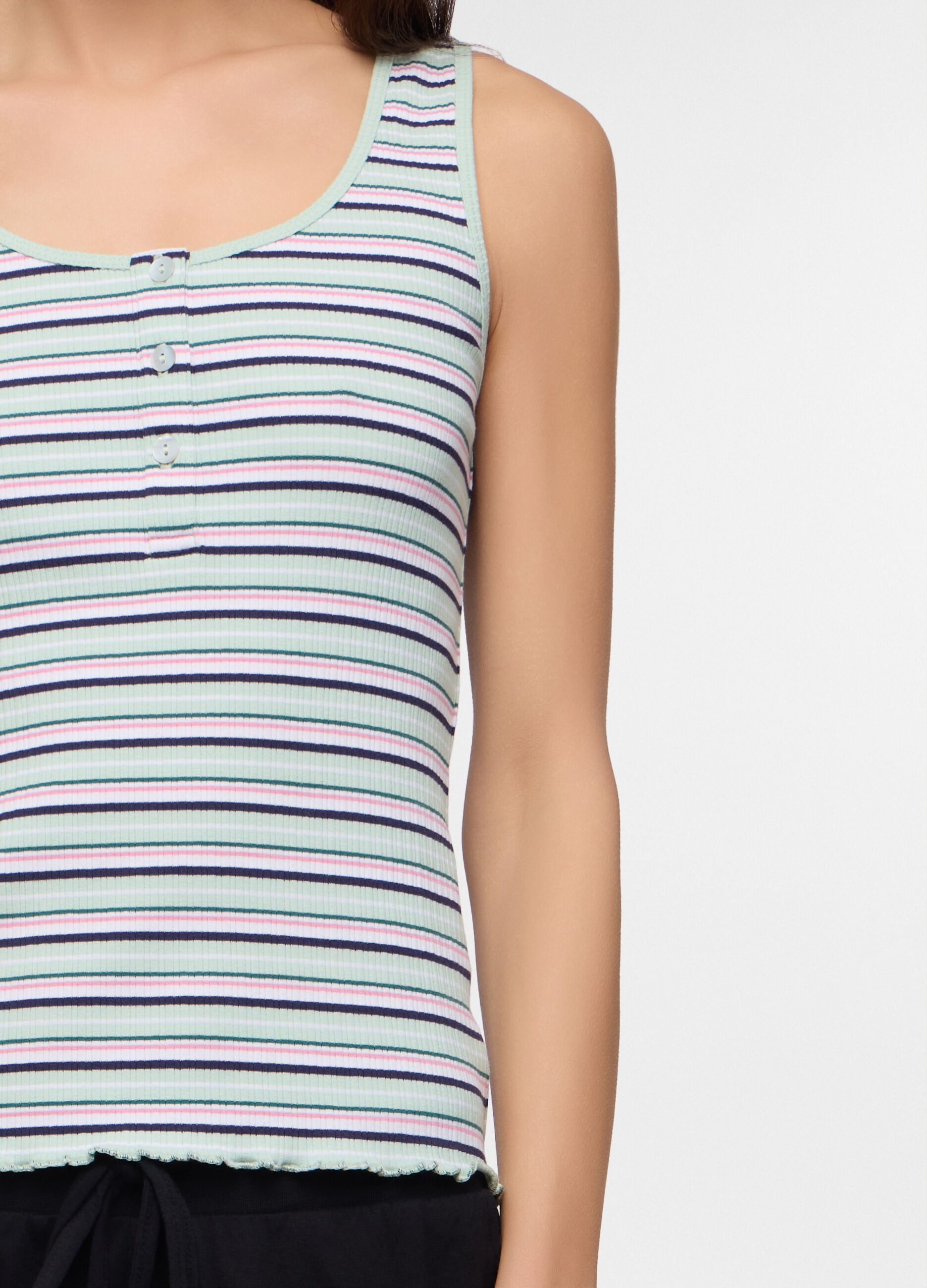 Canotta fitted in costina stretch donna