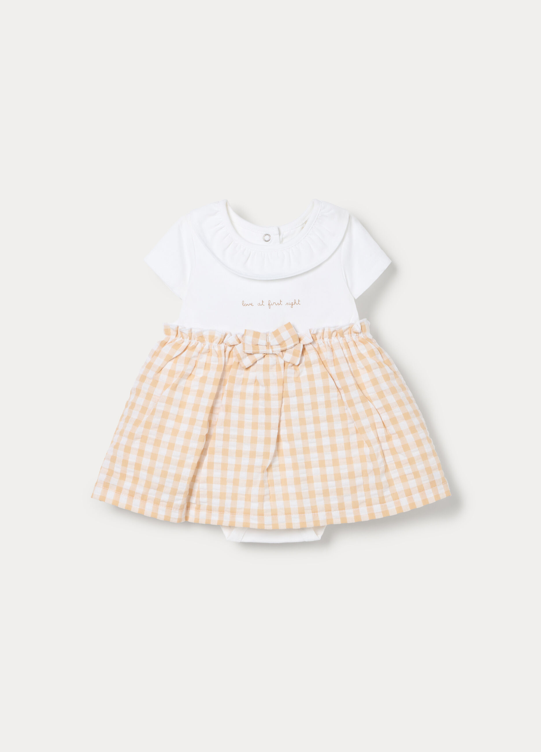 Vestito-body in jersey di puro cotone neonata_0