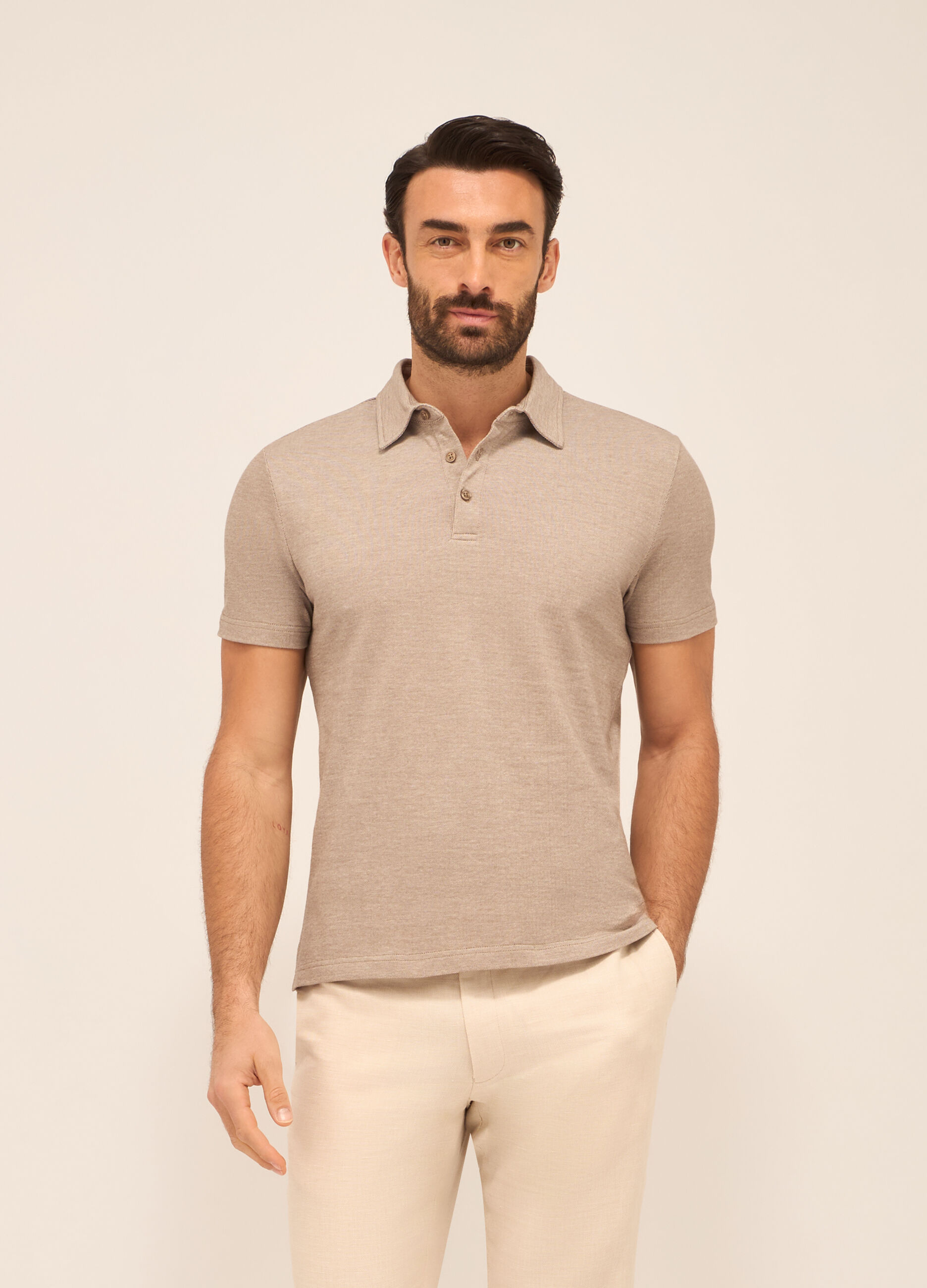 Polo a maniche corte in puro cotone uomo_0