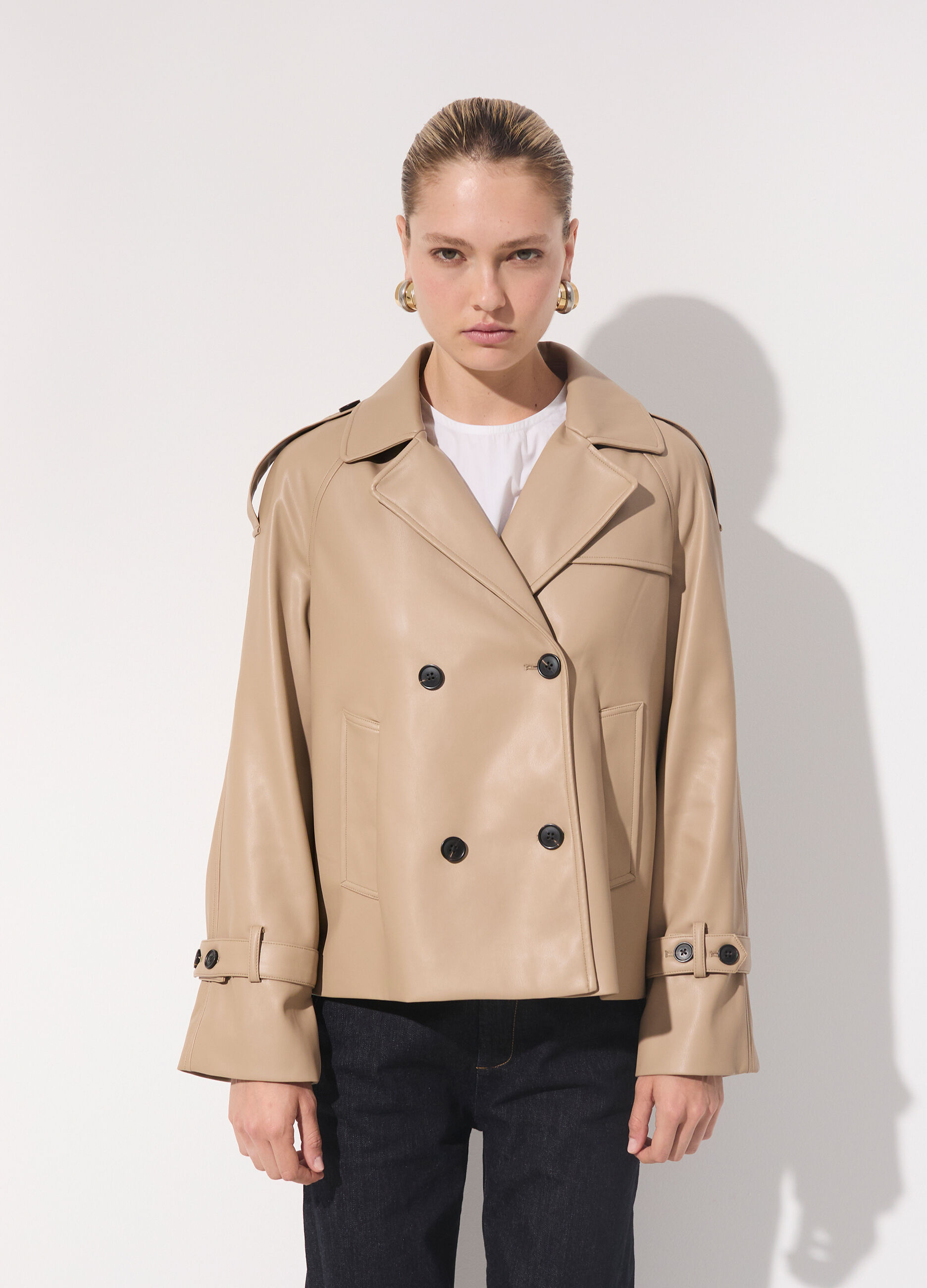 Trench corto in ecopelle donna_1