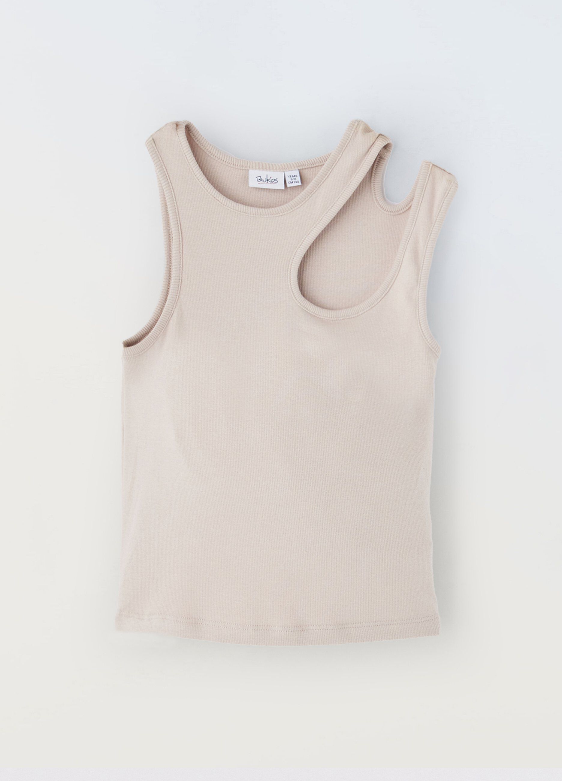 Canotta in misto cotone stretch con cut out ragazza_0