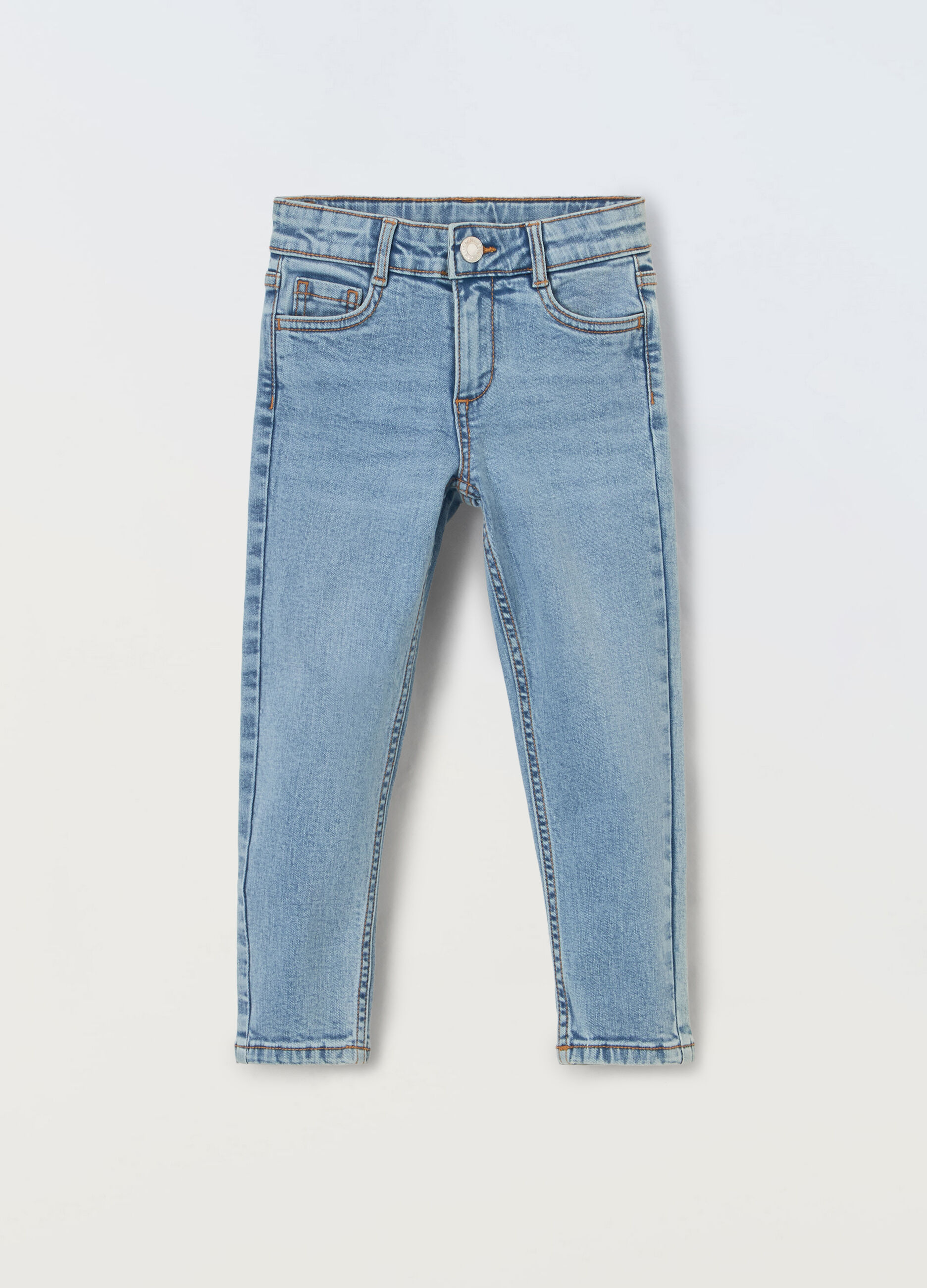 Pantaloni in denim di cotone stretch bambina_0
