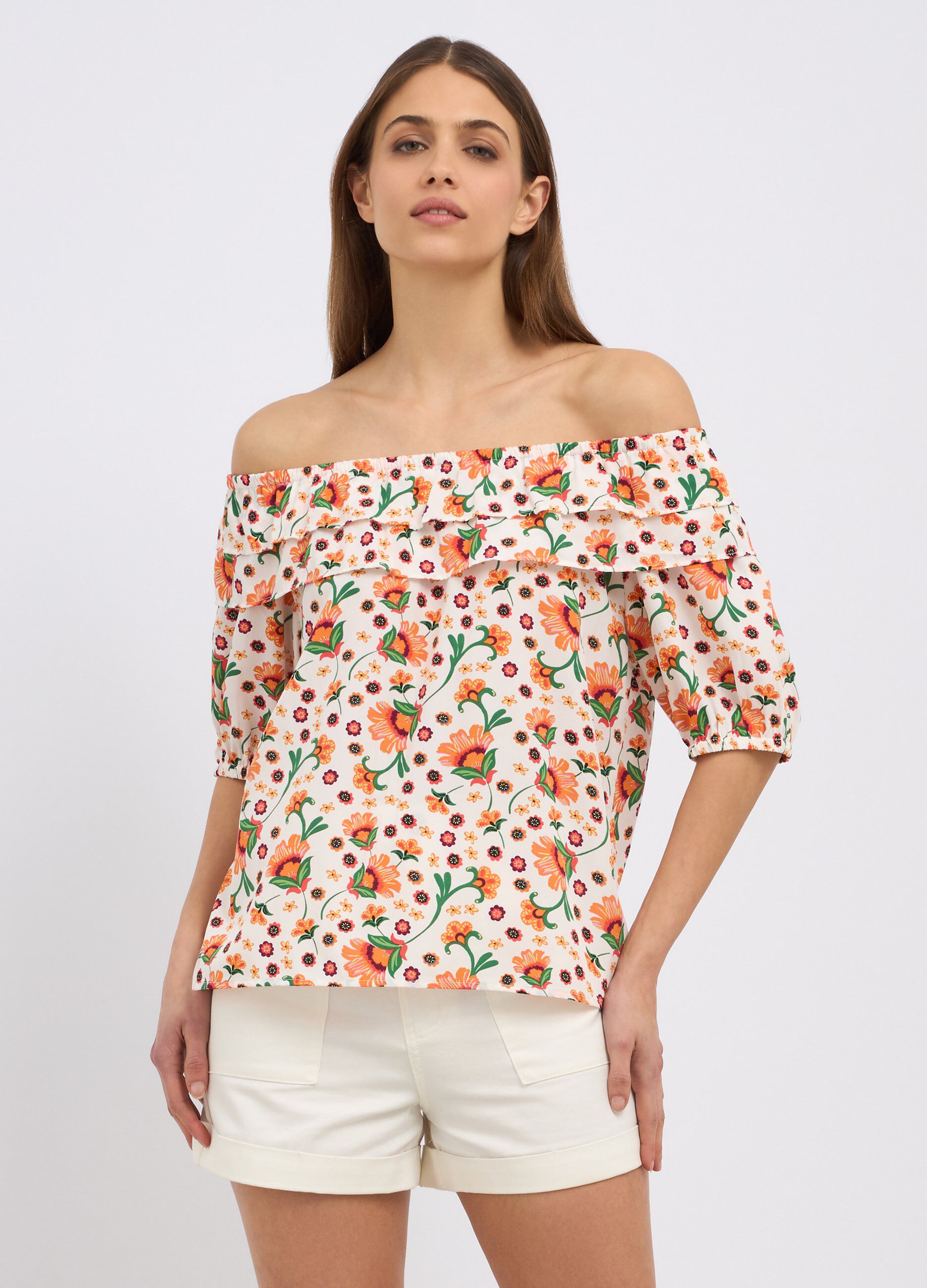 Blusa con scollo a barchetta donna_0