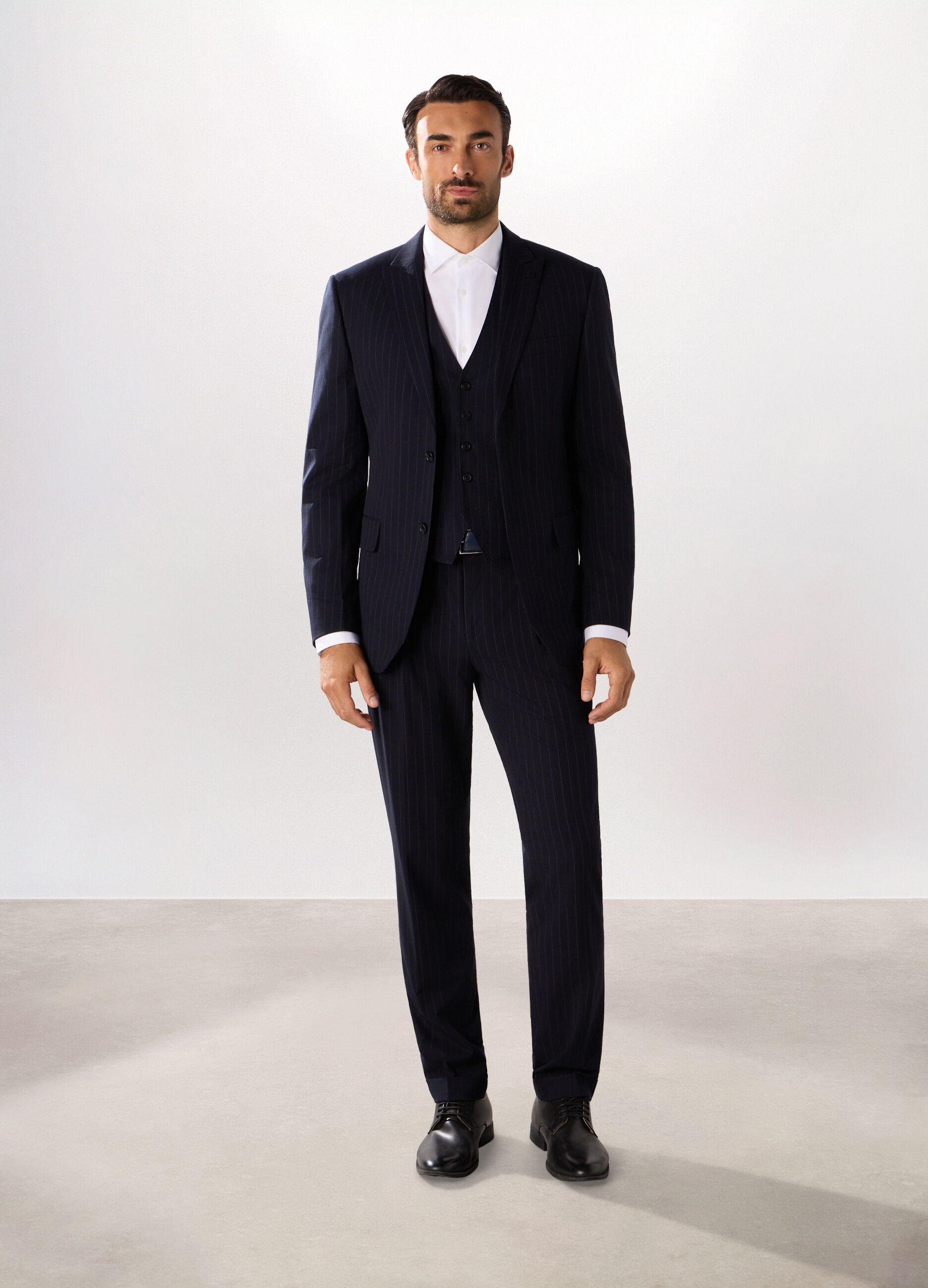 Blazer in tessuto stretch gessato uomo_0
