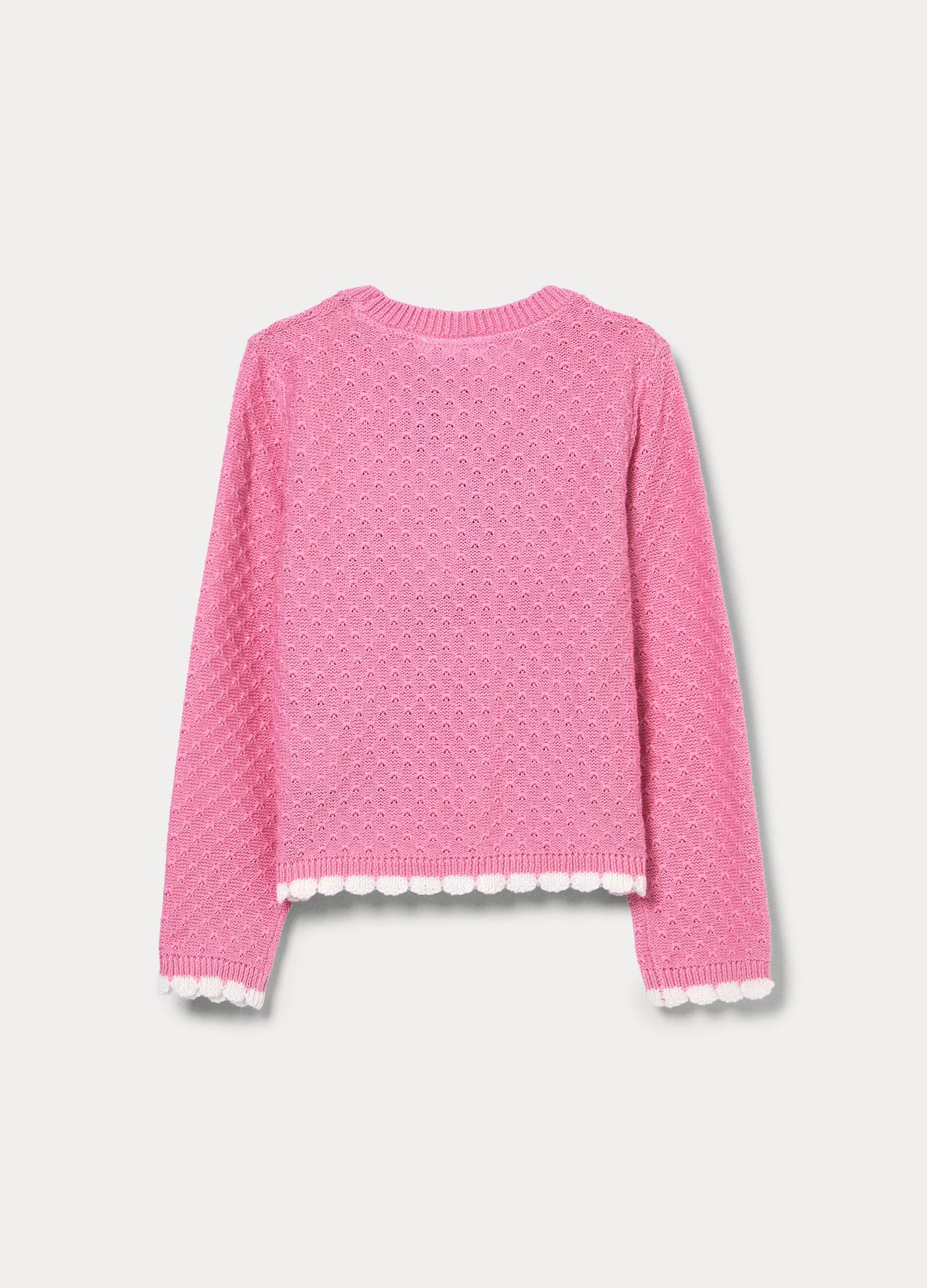 Maglia girocollo operata in puro cotone bambina_1