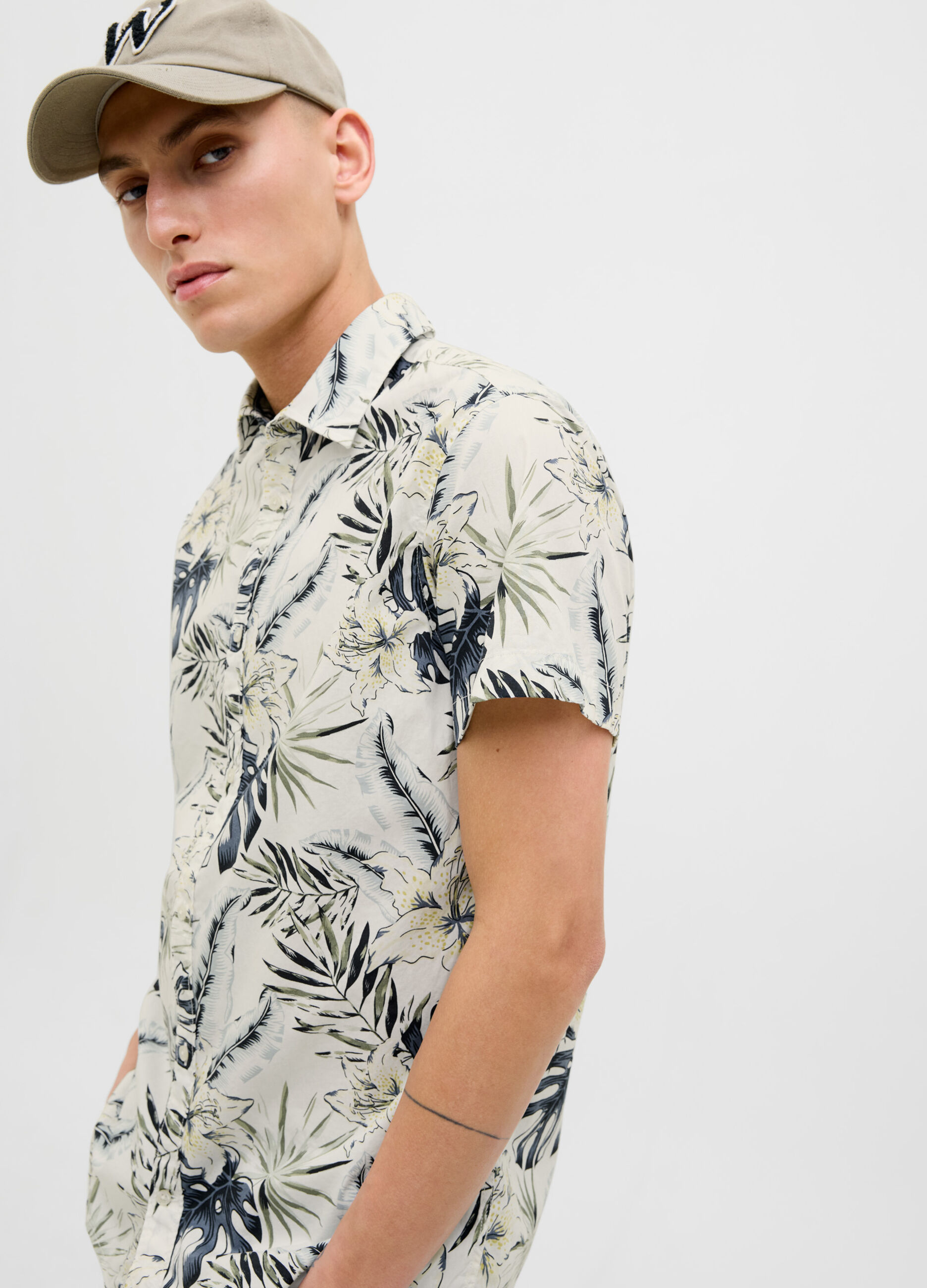 Camicia a maniche corte con stampa uomo