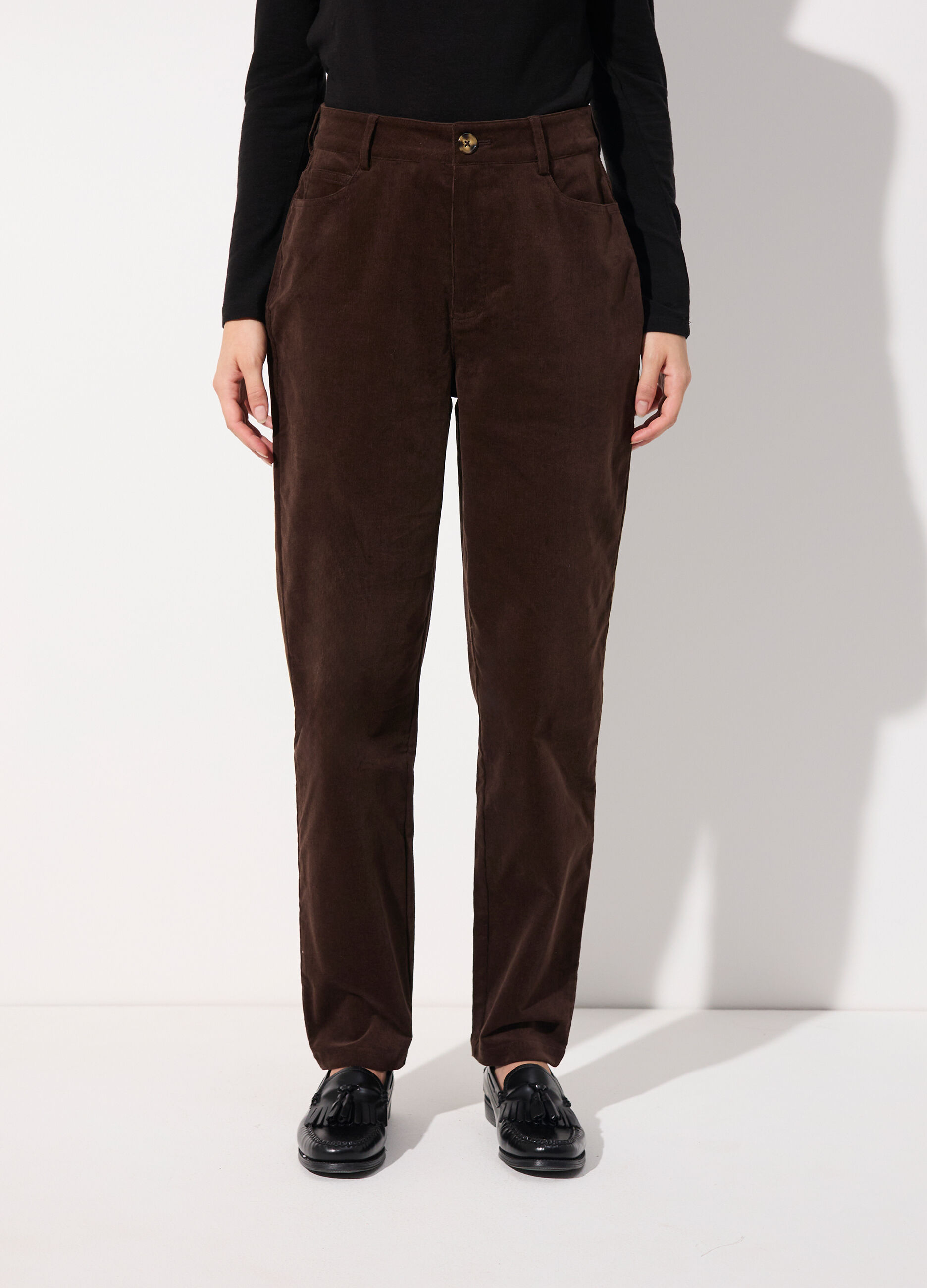 Pantalone balloon in velluto corduroy stretch donna_1