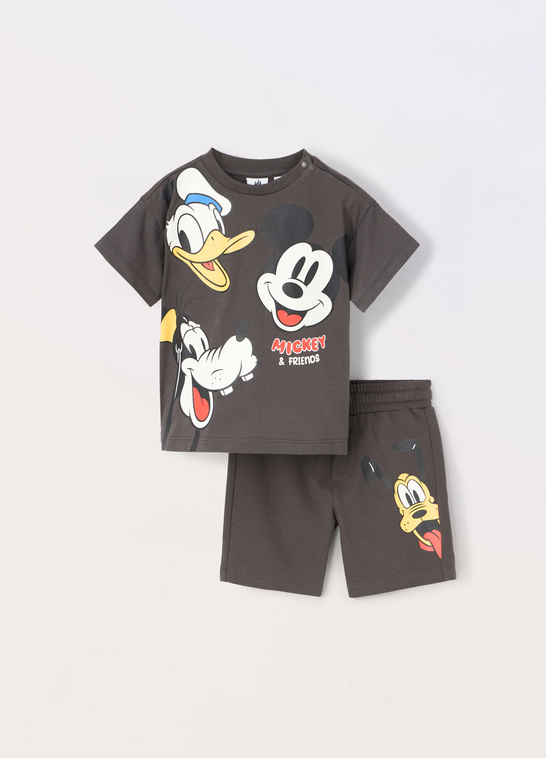 Jogging set corto in jersey di puro cotone neonato_0