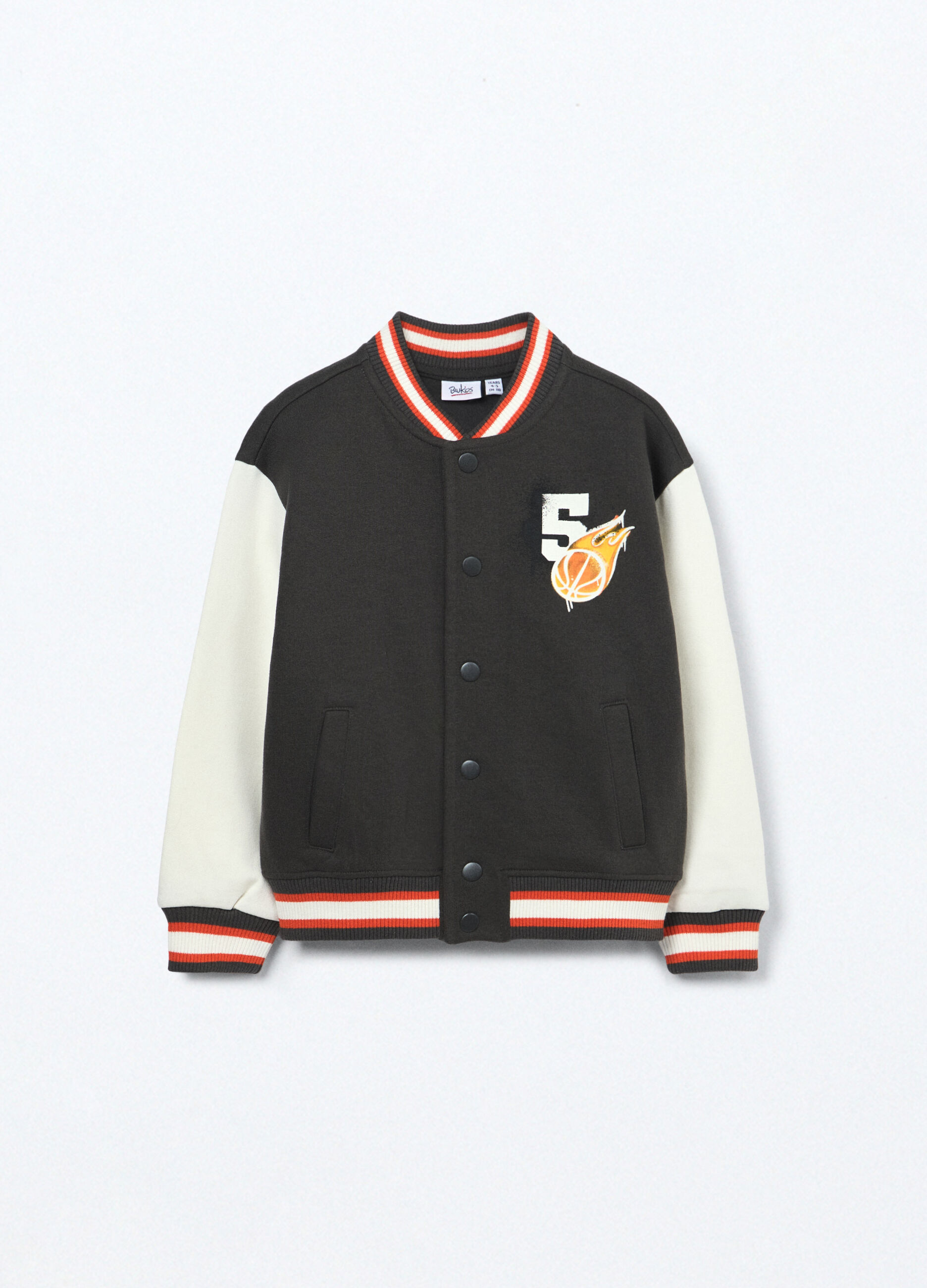 Felpa varsity in french terry di misto cotone bambino_0