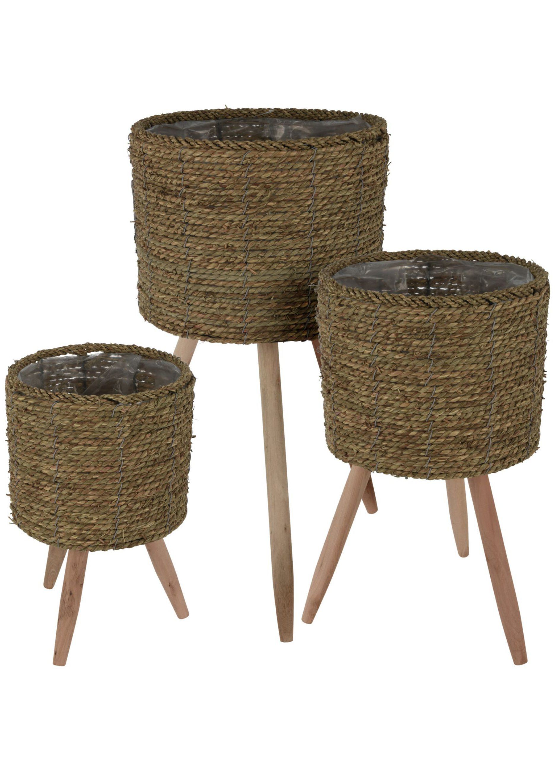 Vaso in fibra vegetale e gambe in legno_0
