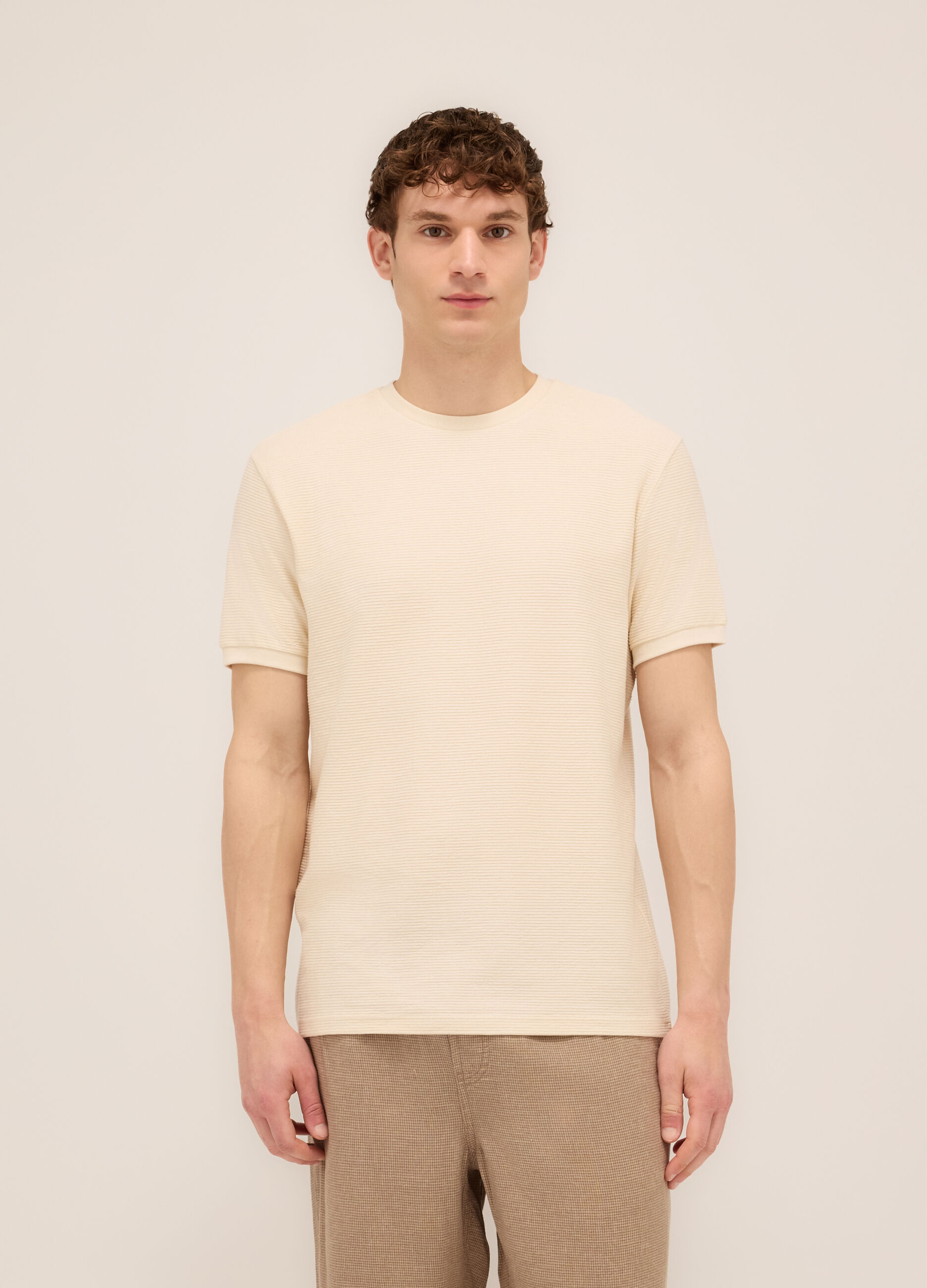 T-shirt girocollo in ottomano di cotone uomo_0