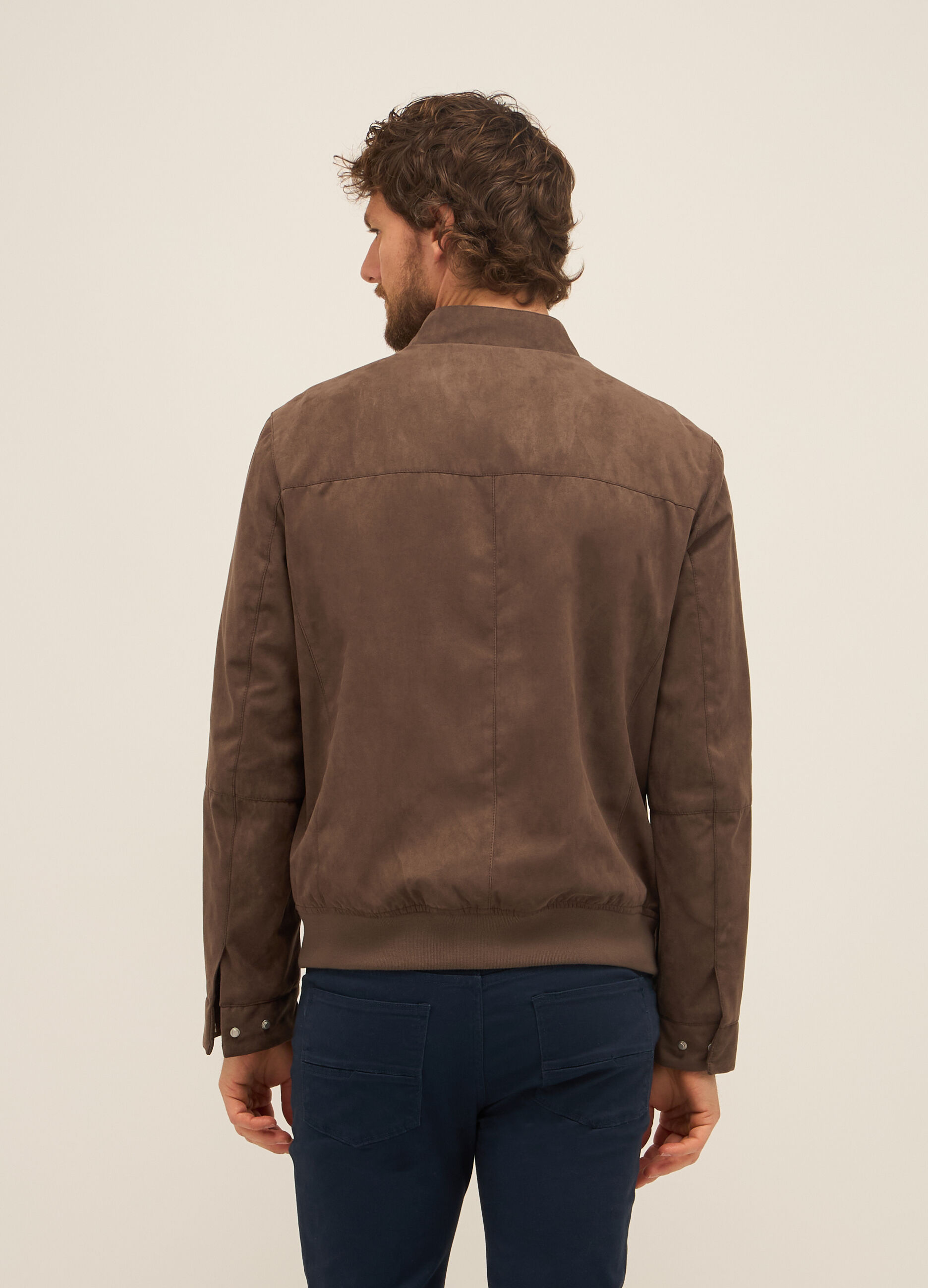 Giacca scamosciata in ECOpelle con zip uomo