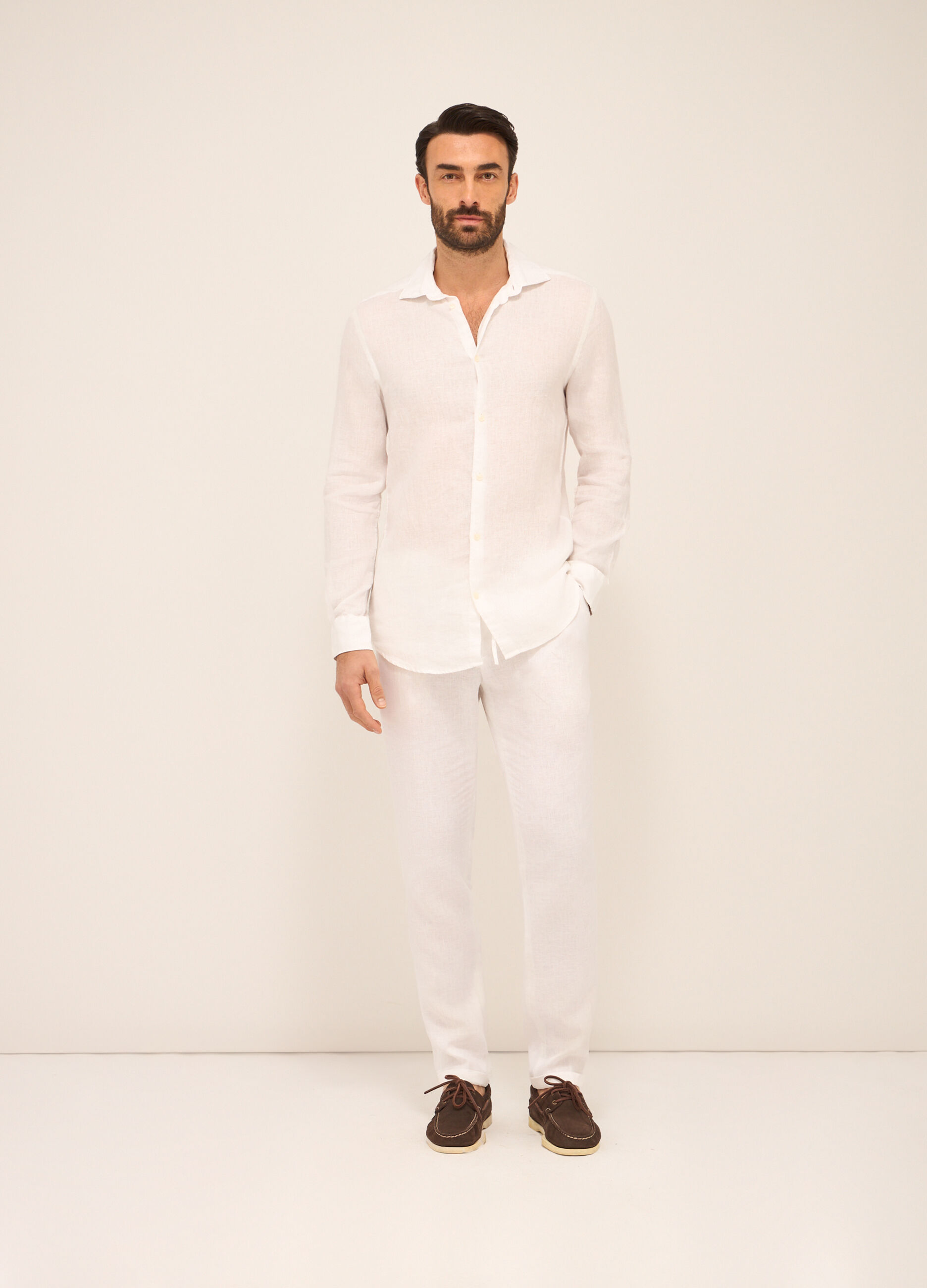 Pantaloni chino in puro lino uomo_0