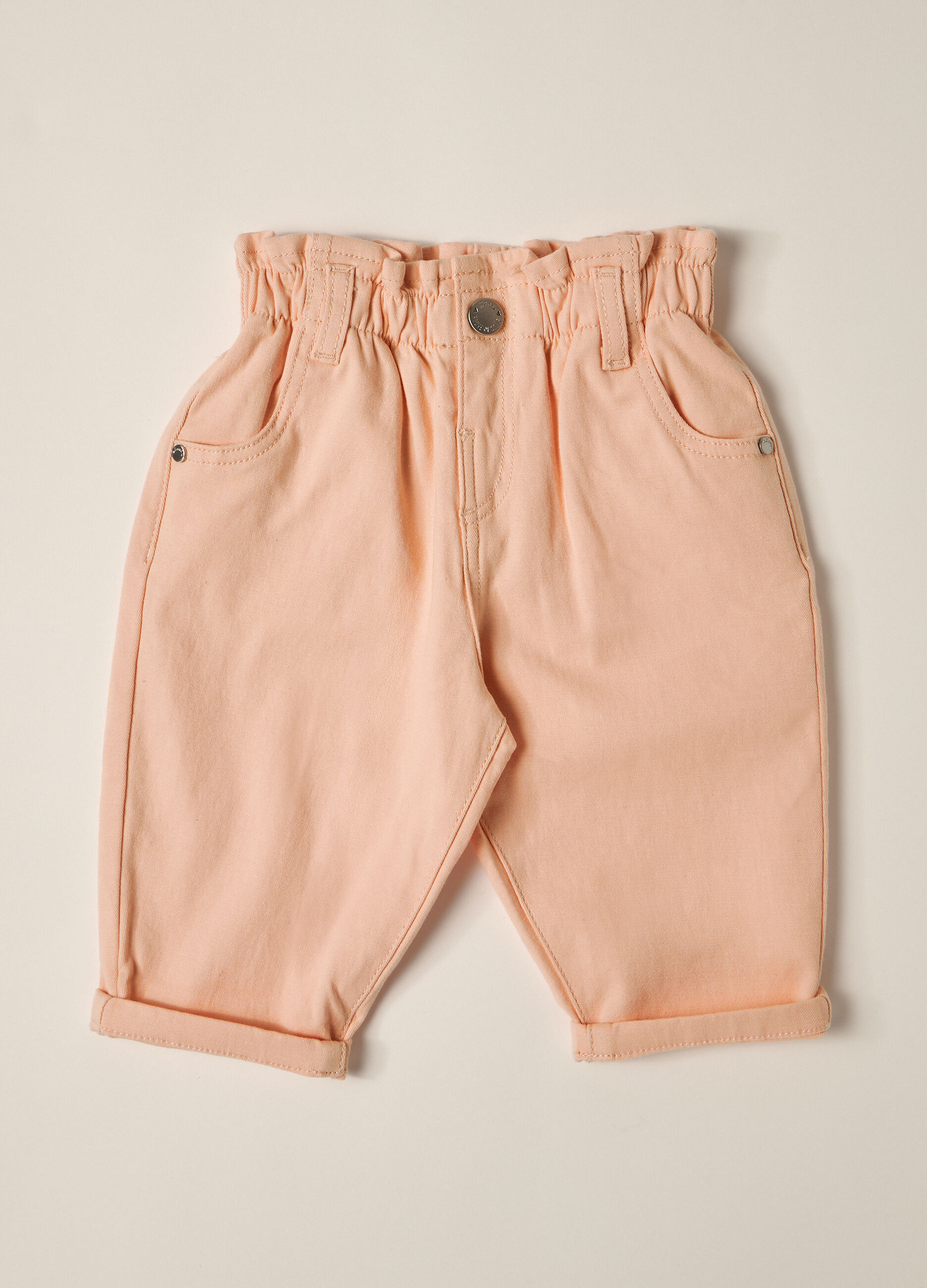 Pantaloni paperbag in twill di cotone stretch IANA neonata