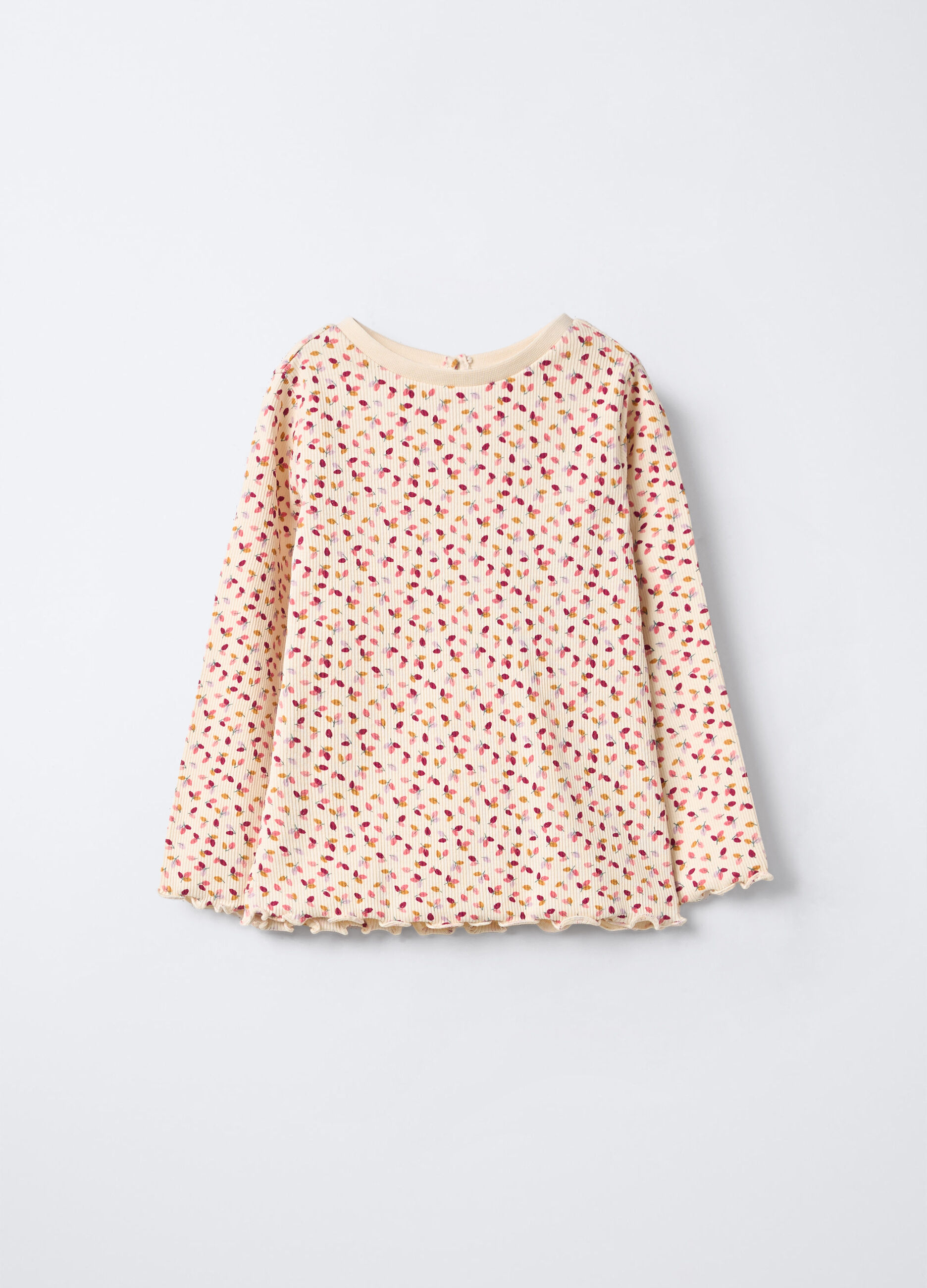 T-shirt in costina di cotone stretch bimba_0