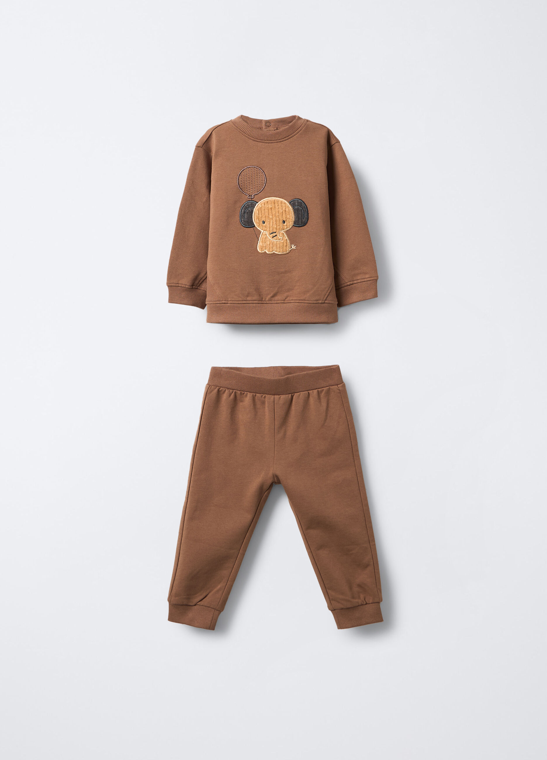 Jogging set in cotone garzato stretch neonato_0
