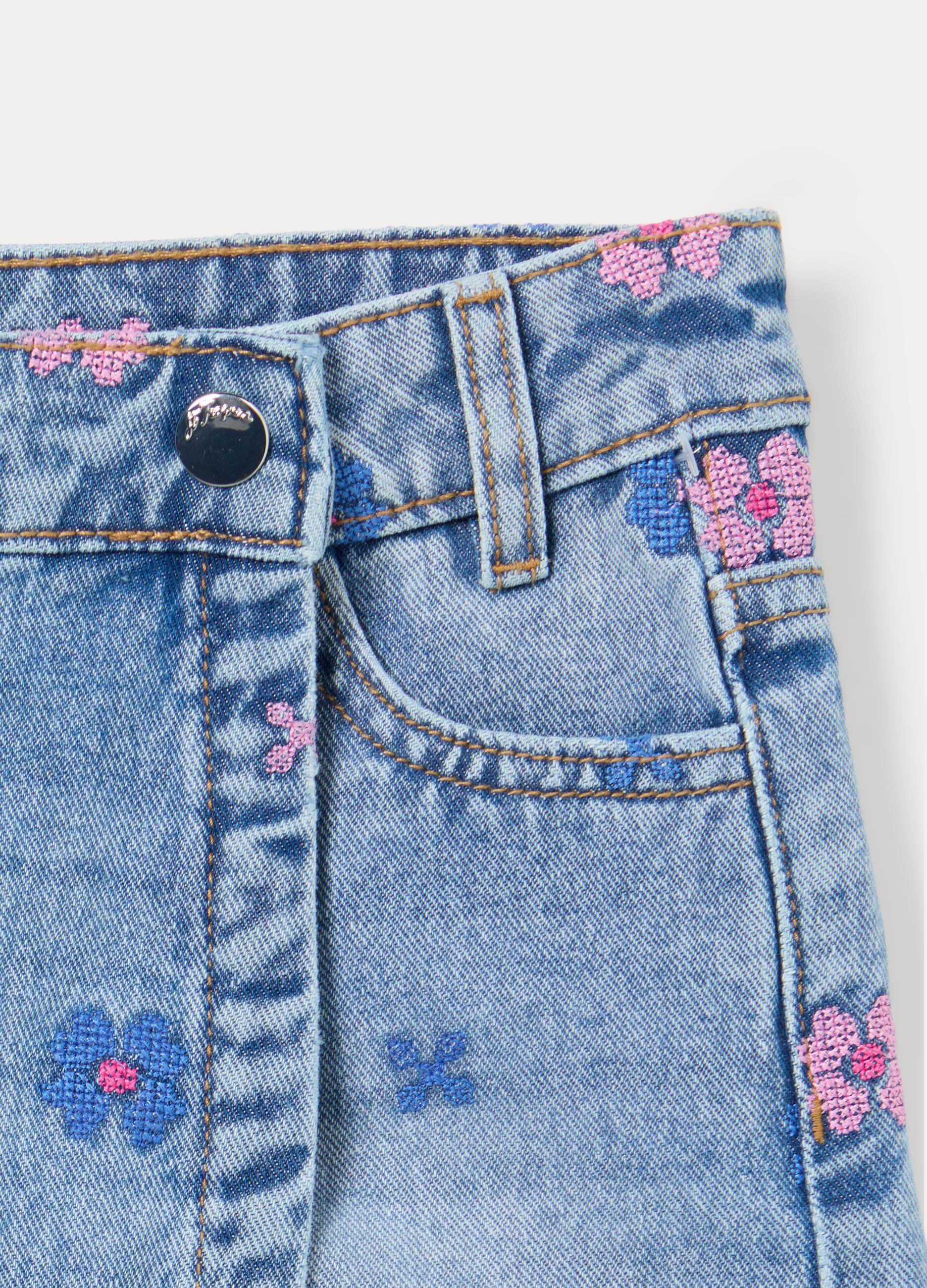 Gonna pantalone in denim di puro cotone bambina_2