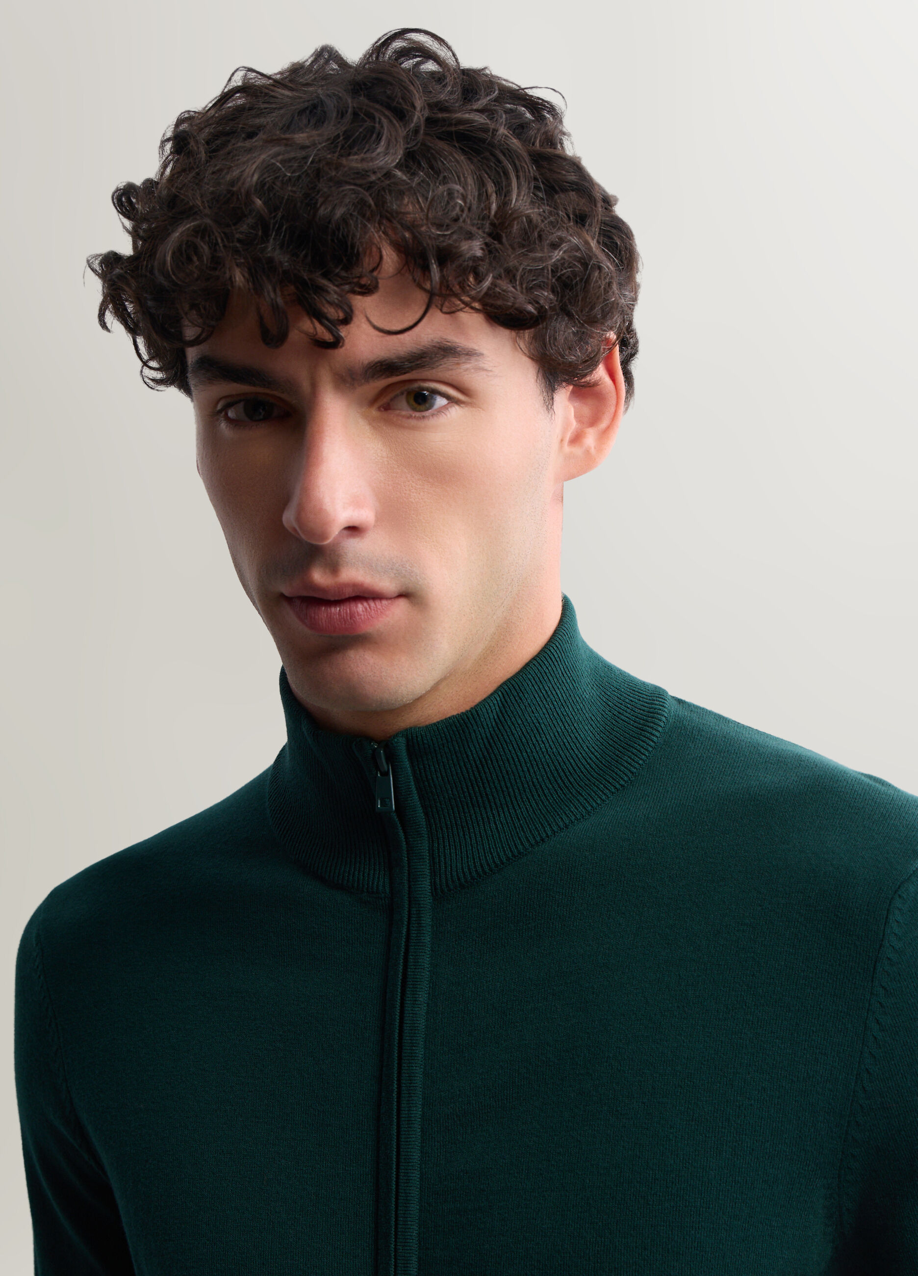 Cardigan in misto cotone con zip uomo