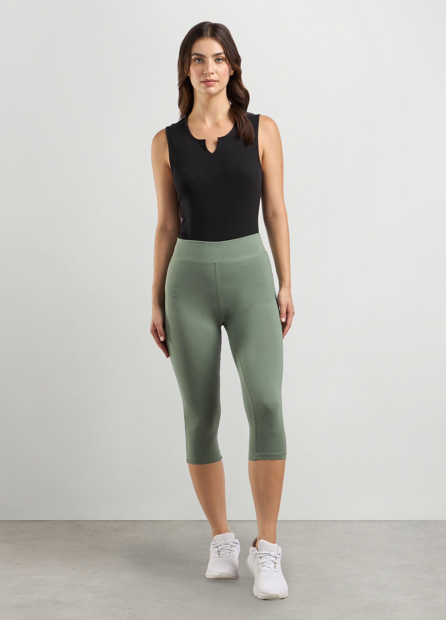 Leggings capri in cotone stretch donna_0
