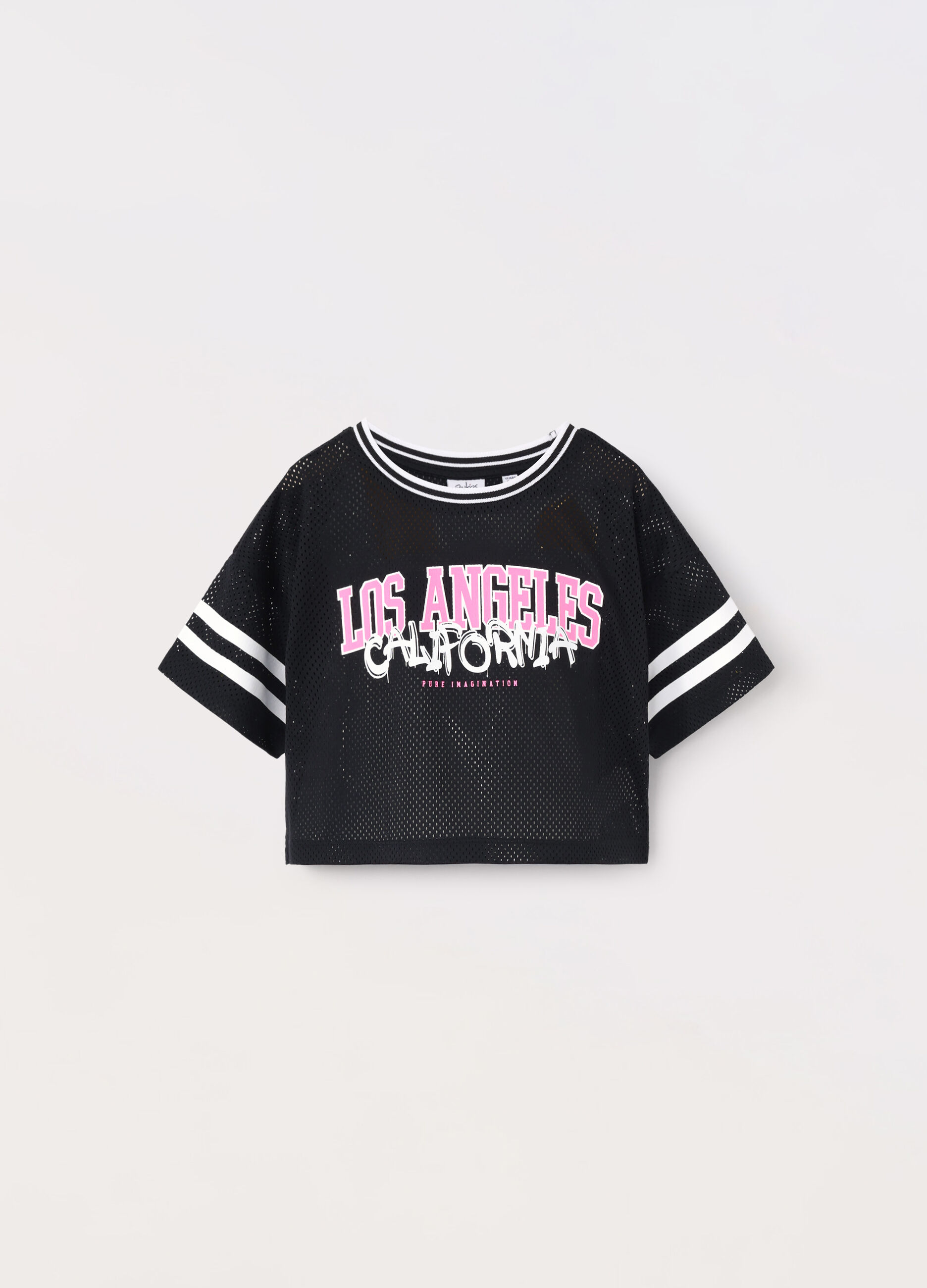 T-shirt mesh con stampa ragazza_0