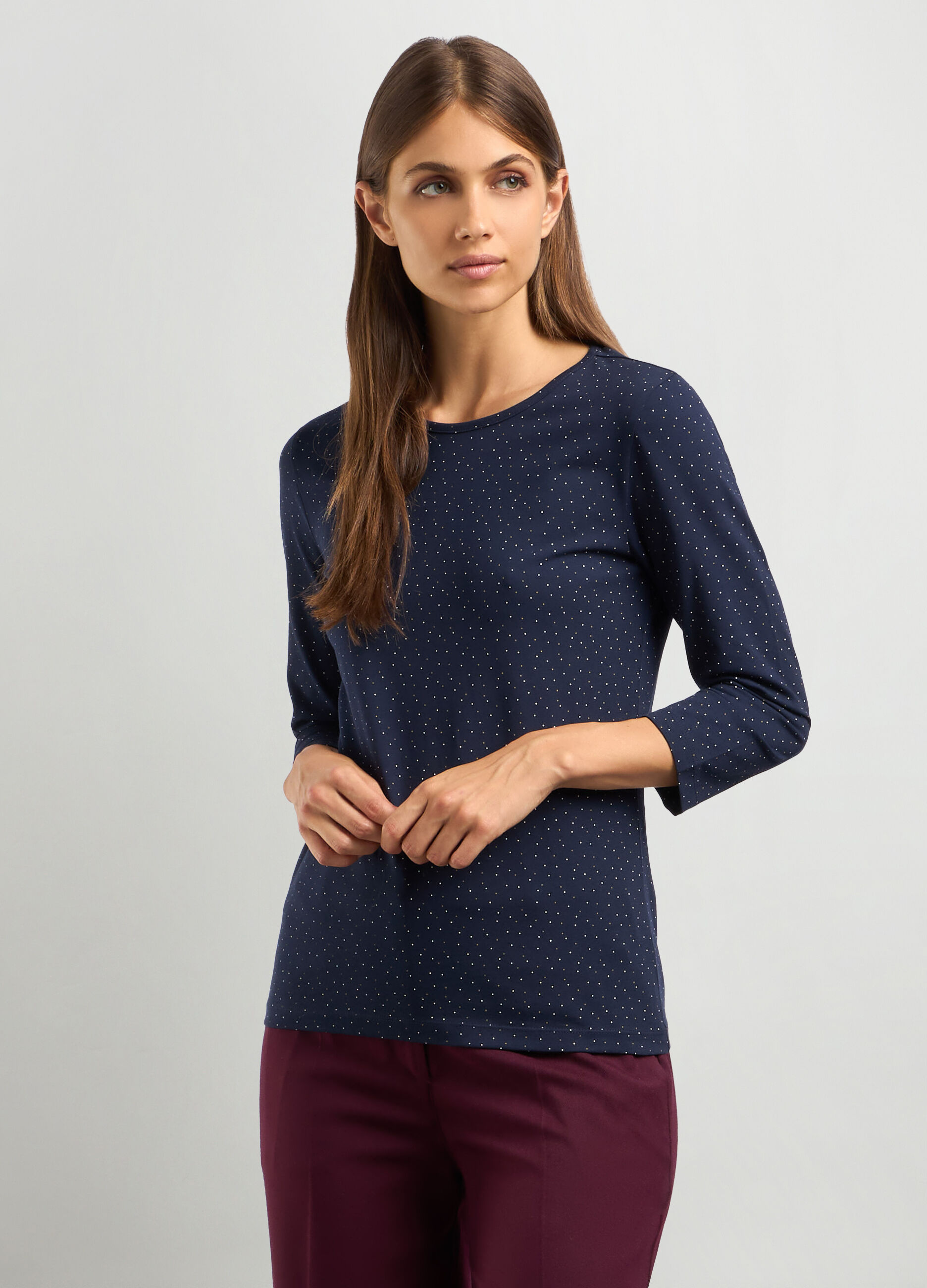T-shirt in jersey di cotone stretch donna_0
