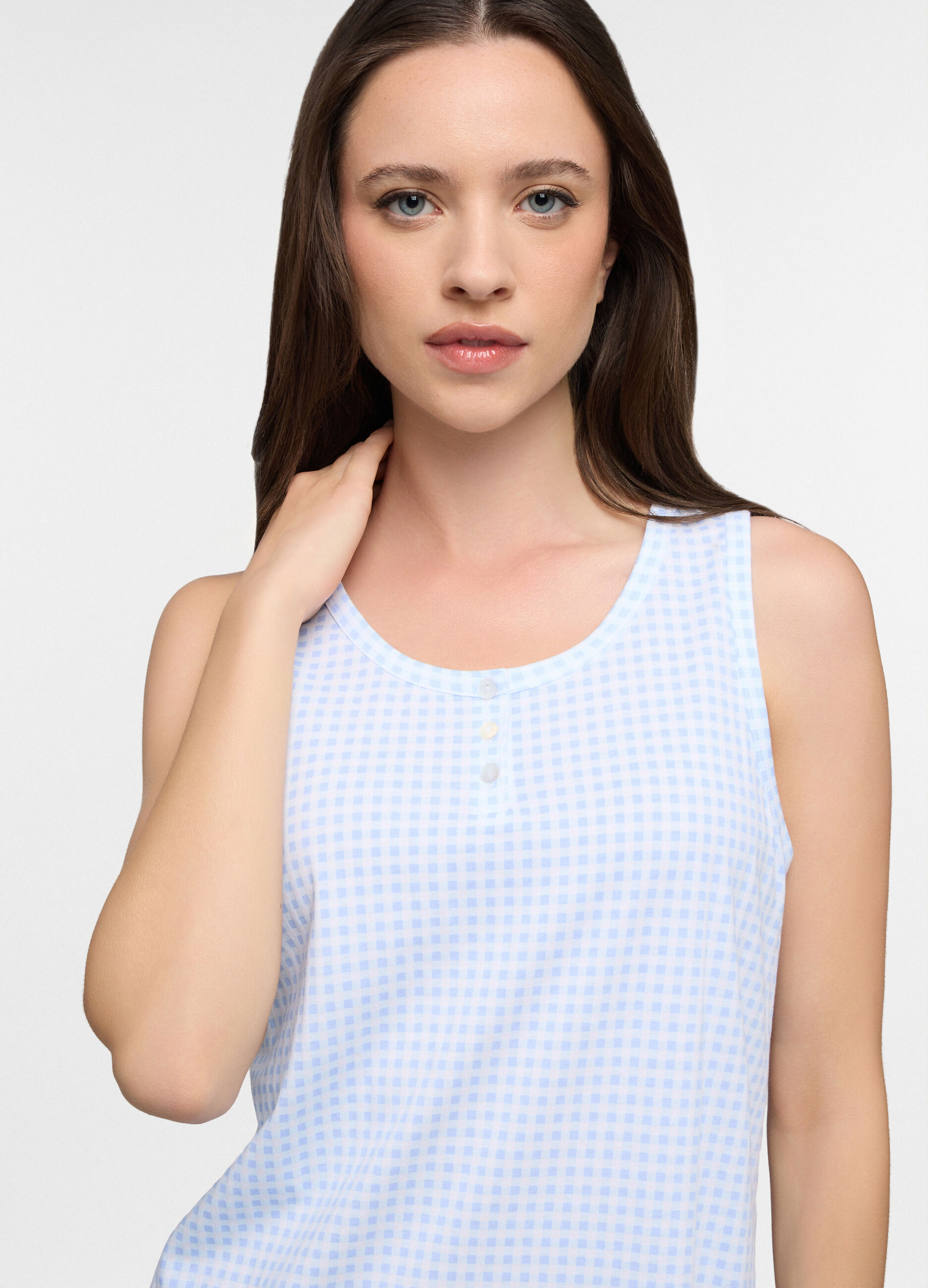 Camicia da notte corta in jersey di puro cotone donna_2