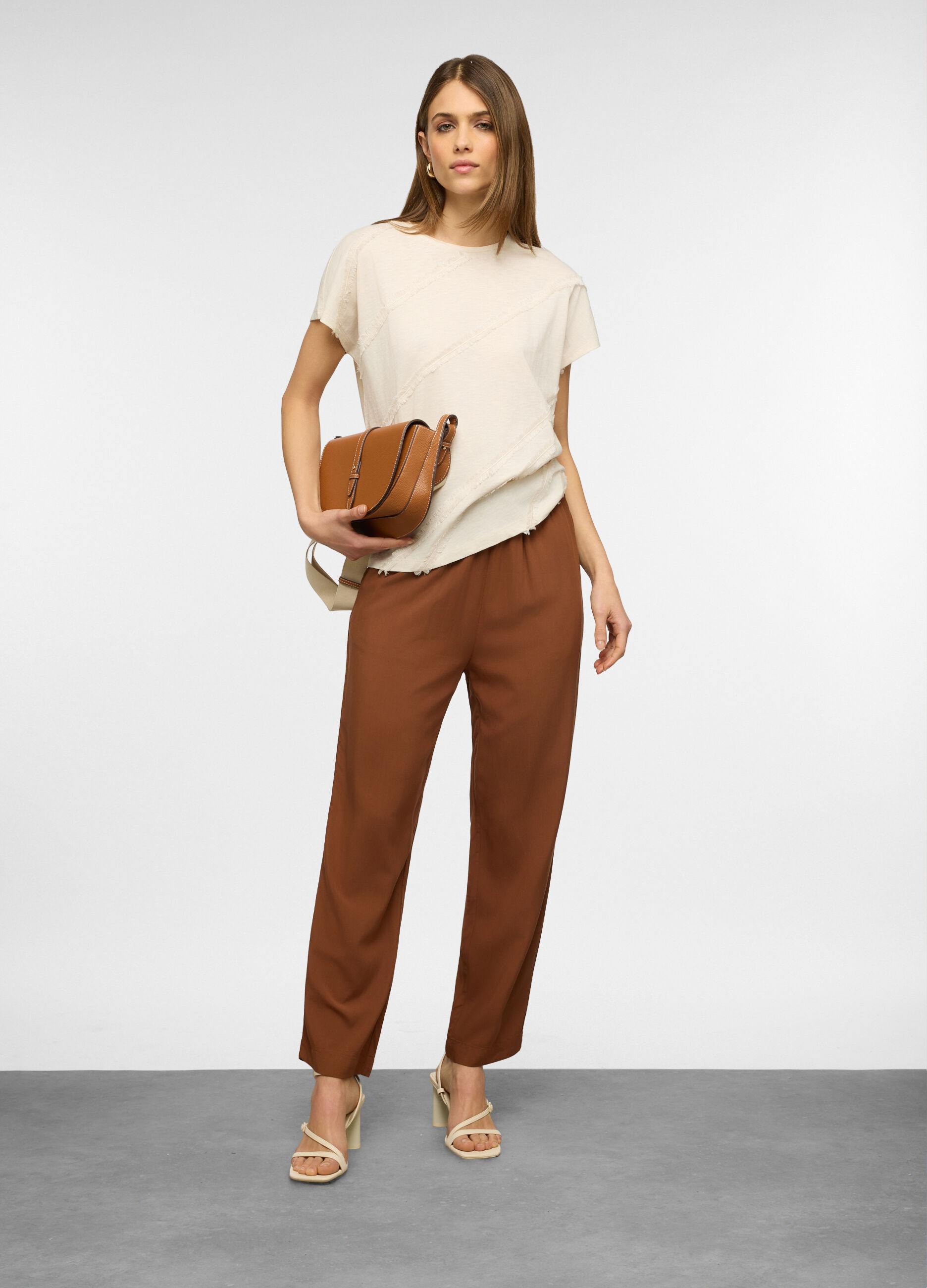 Pantaloni regular fit in pura viscosa donna_0