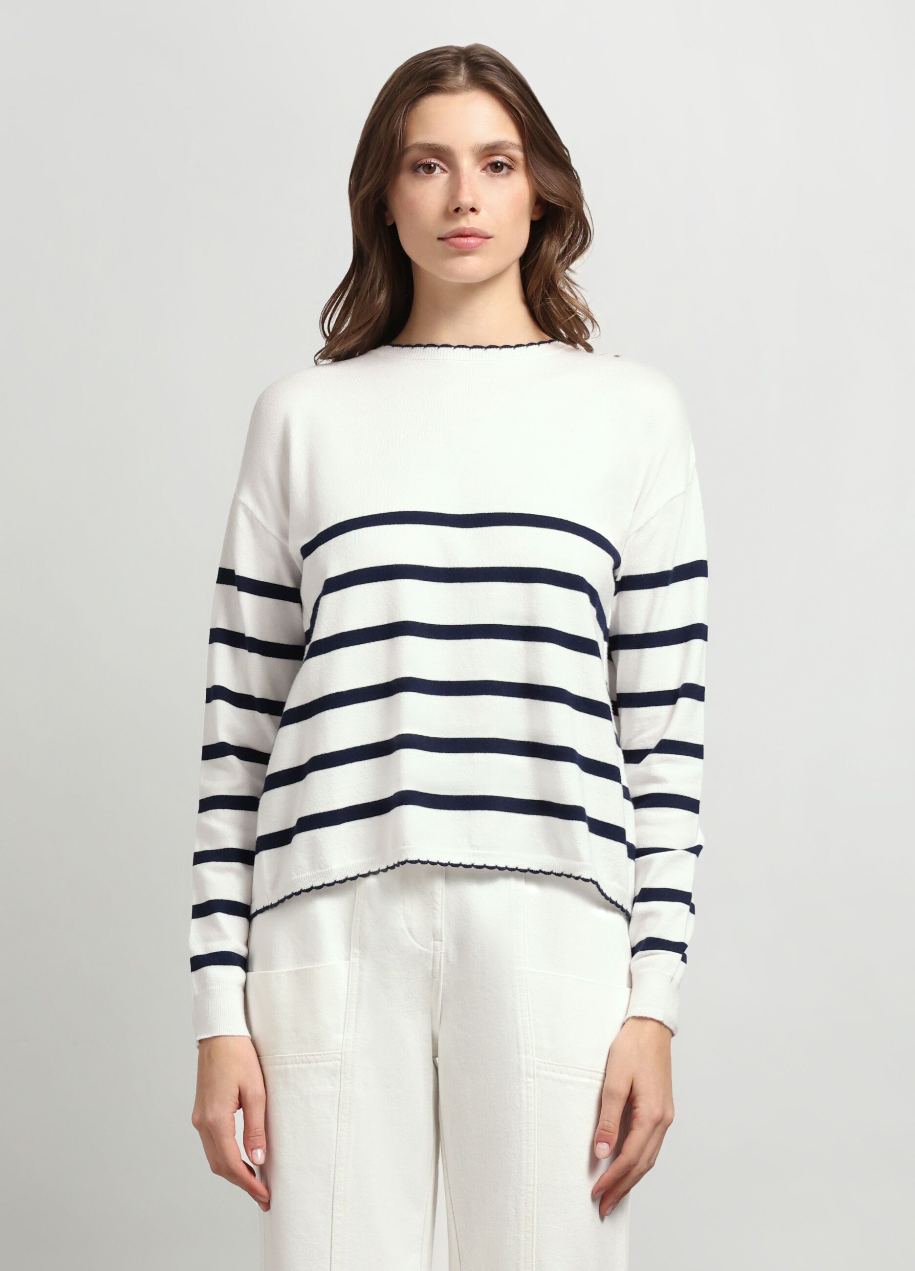 Tricot misto viscosa con motivo a righe donna_0