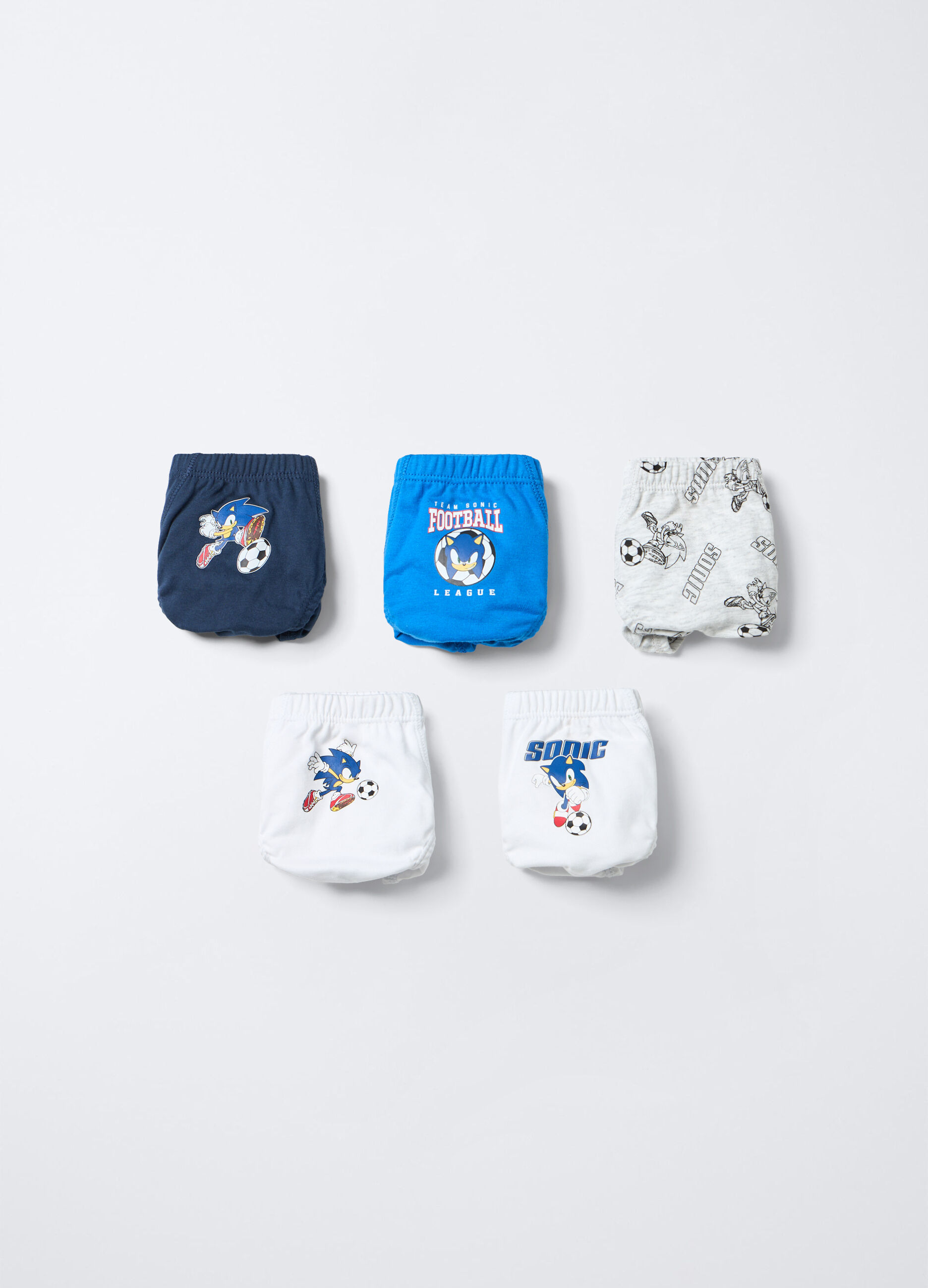 Pack 5 slip Sonic in jersey di puro cotone bambino_0