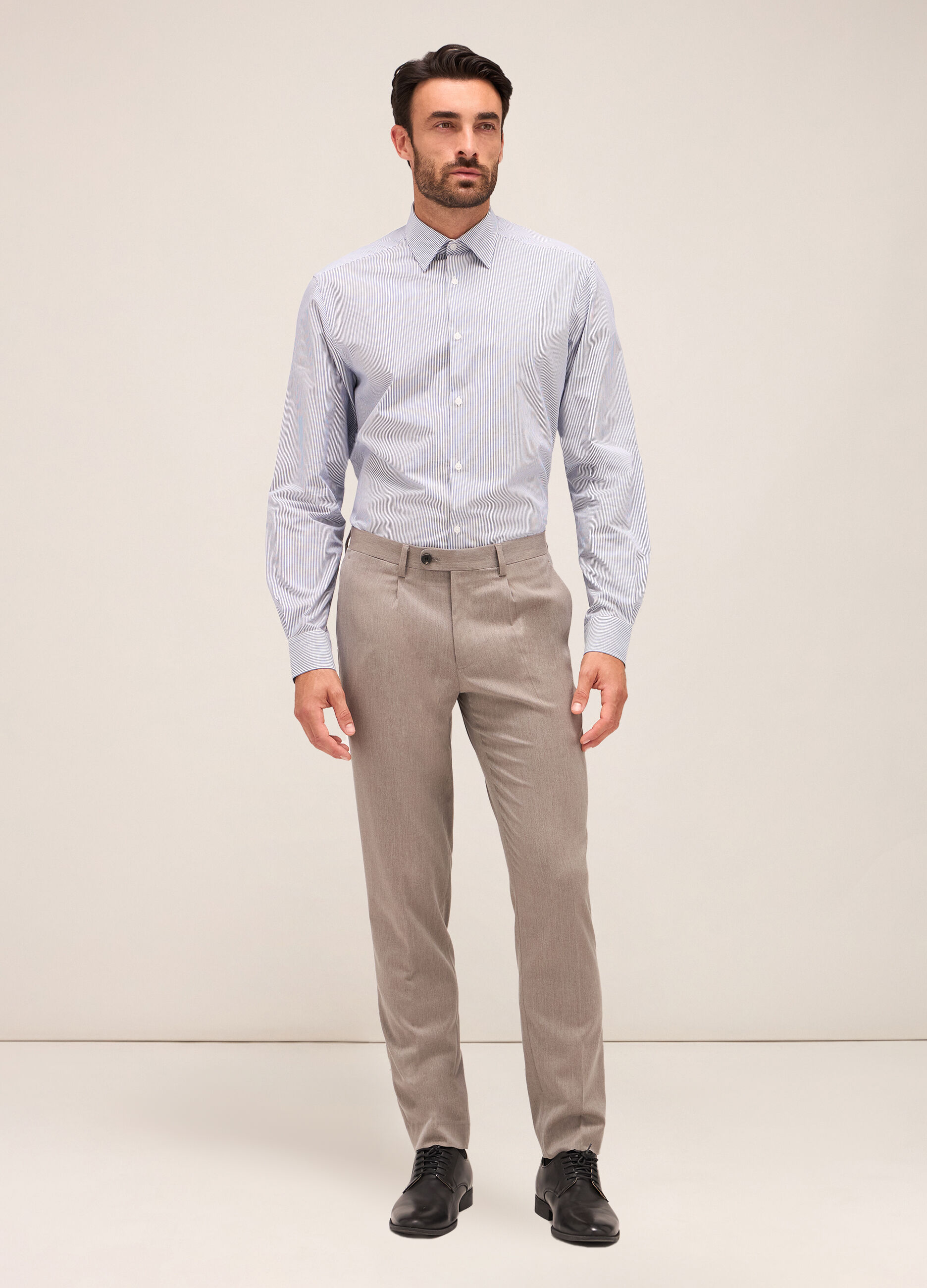 Pantalone slim fit in lana stretch uomo_0
