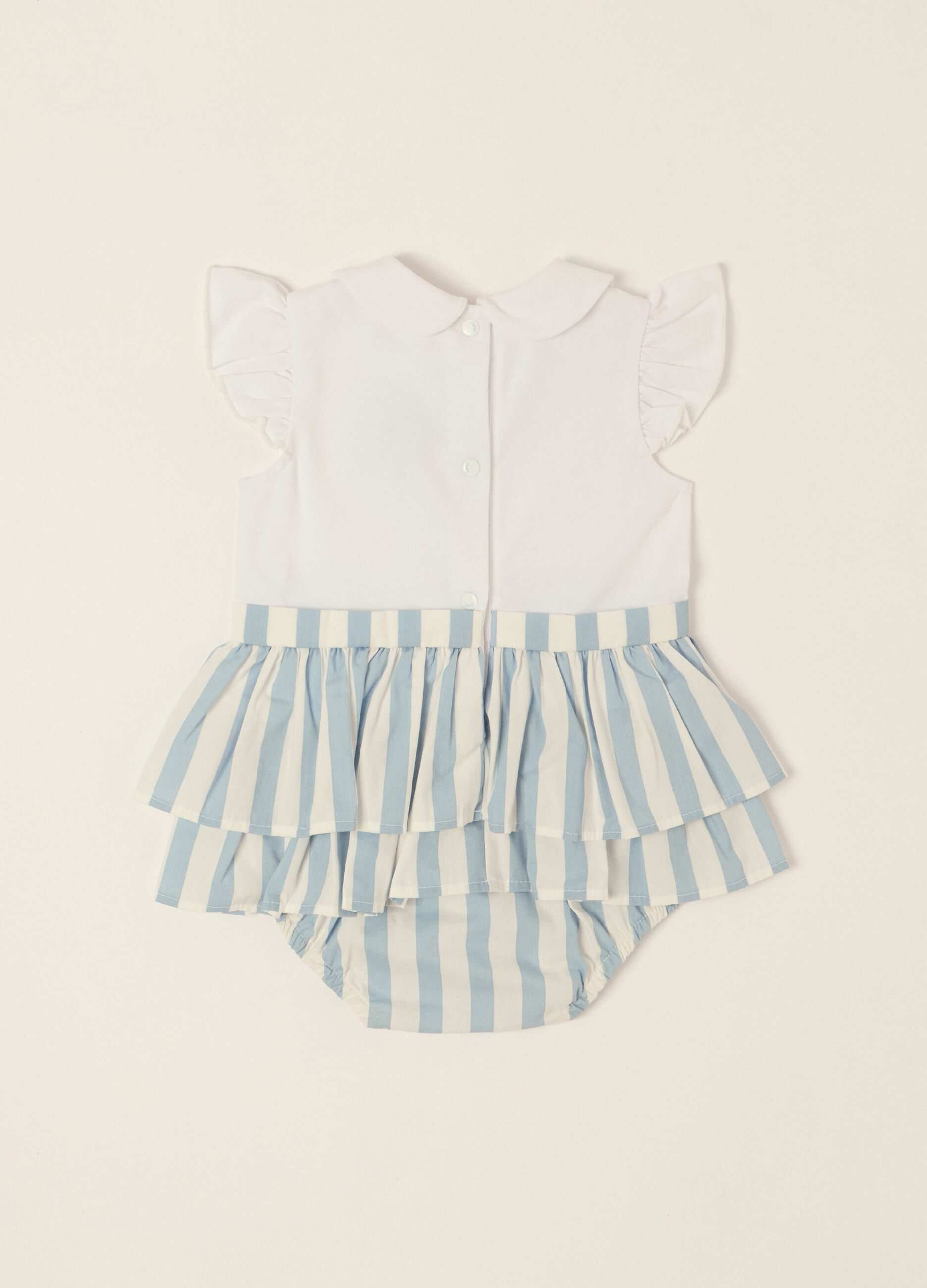 Pagliaccetto bianco e azzurro in cotone elasticizzato_1