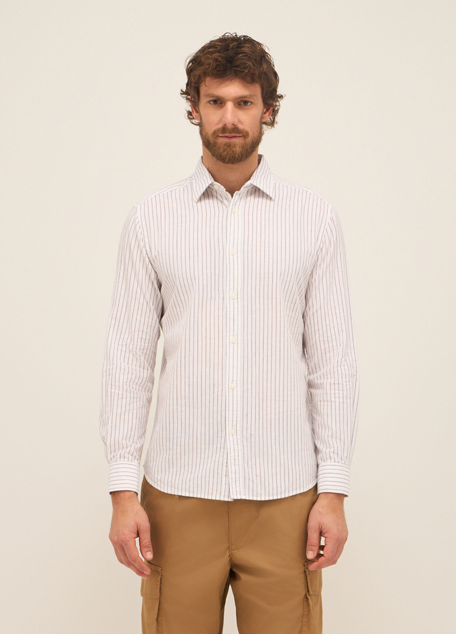 Camicia regular fit in cotone a righe uomo
