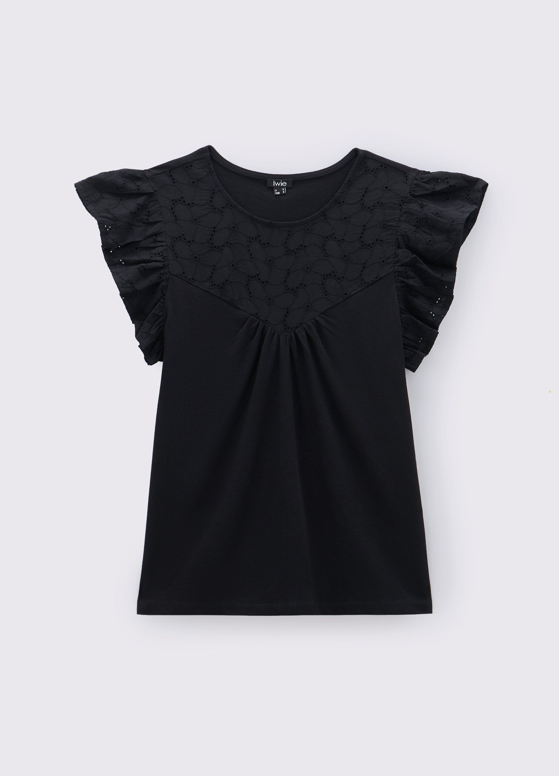 T-shirt in cotone sangallo donna_0