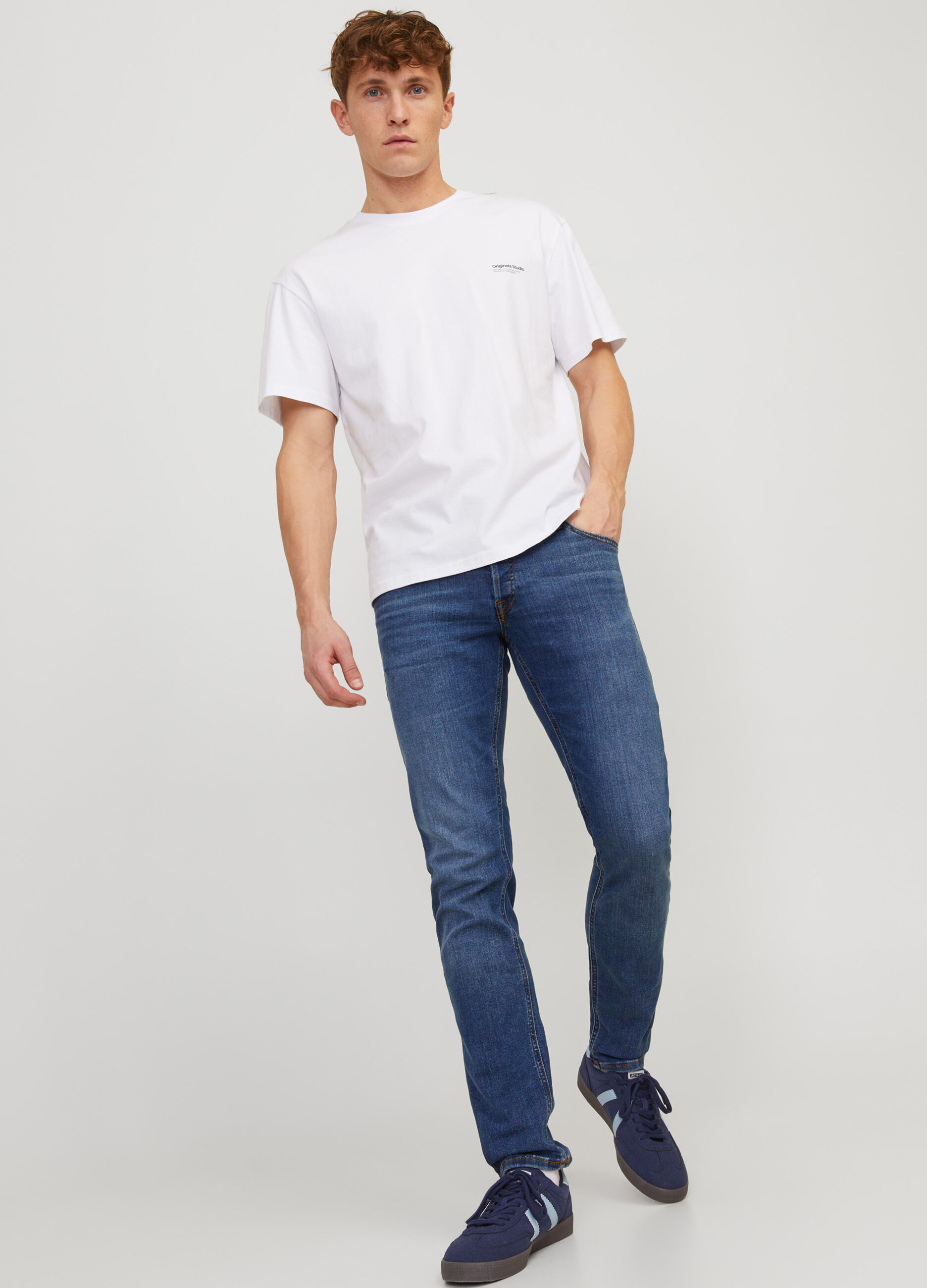 Jeans slim fit in denim di cotone uomo_2