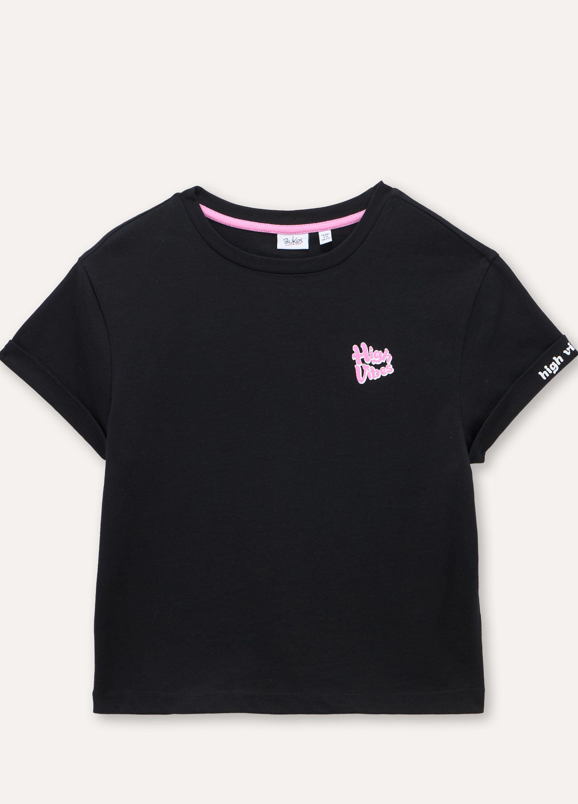 T-shirt in puro cotone con stampa ragazza_0
