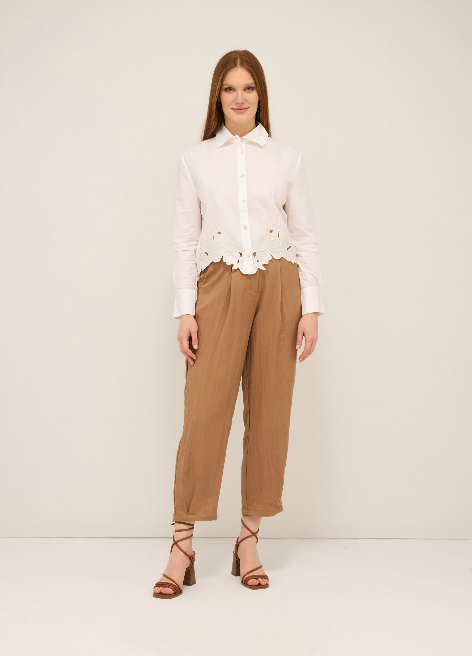 Pantaloni in mista lyocell donna _0