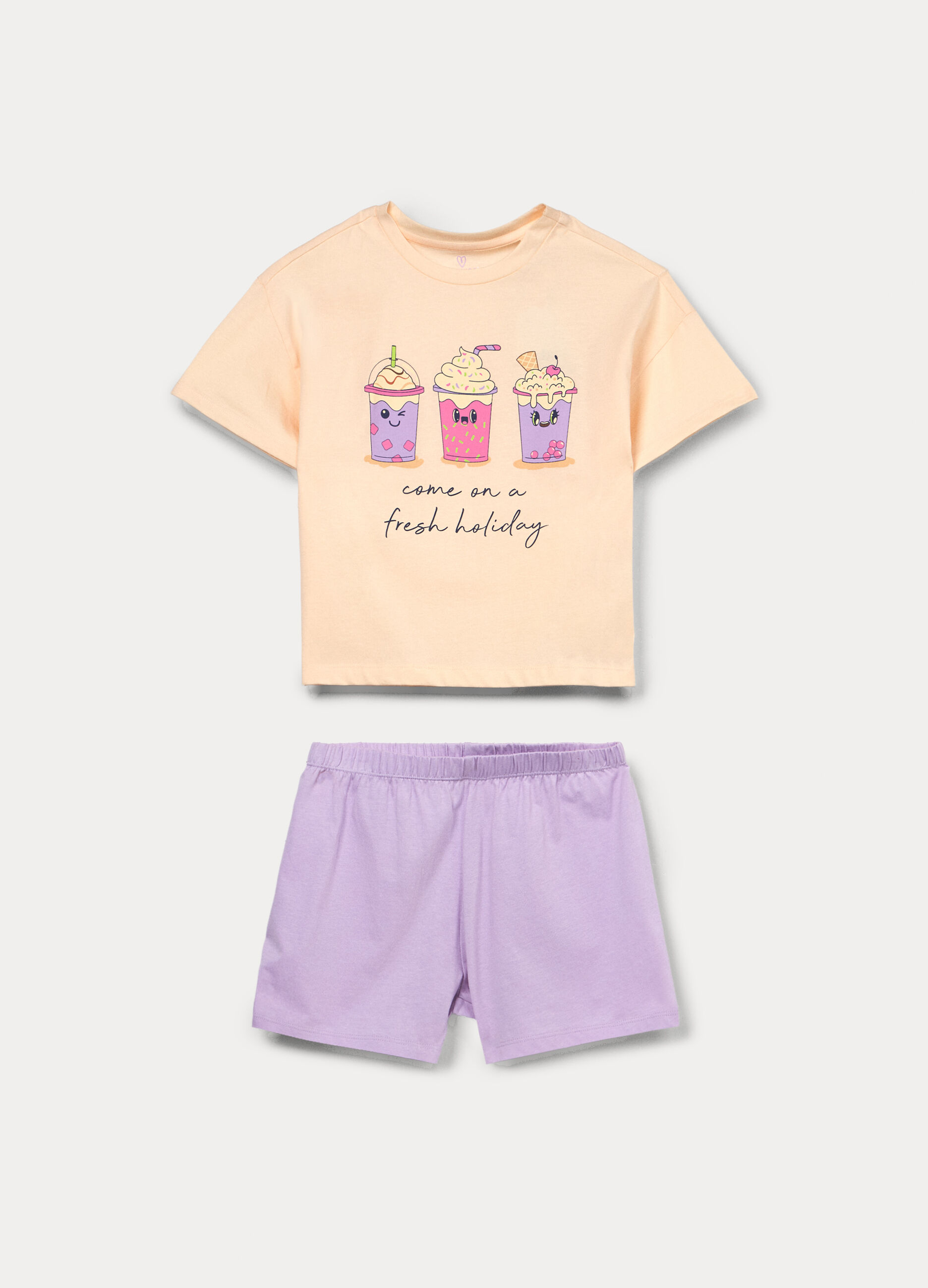 Set pigiama corto in jersey di puro cotone _0