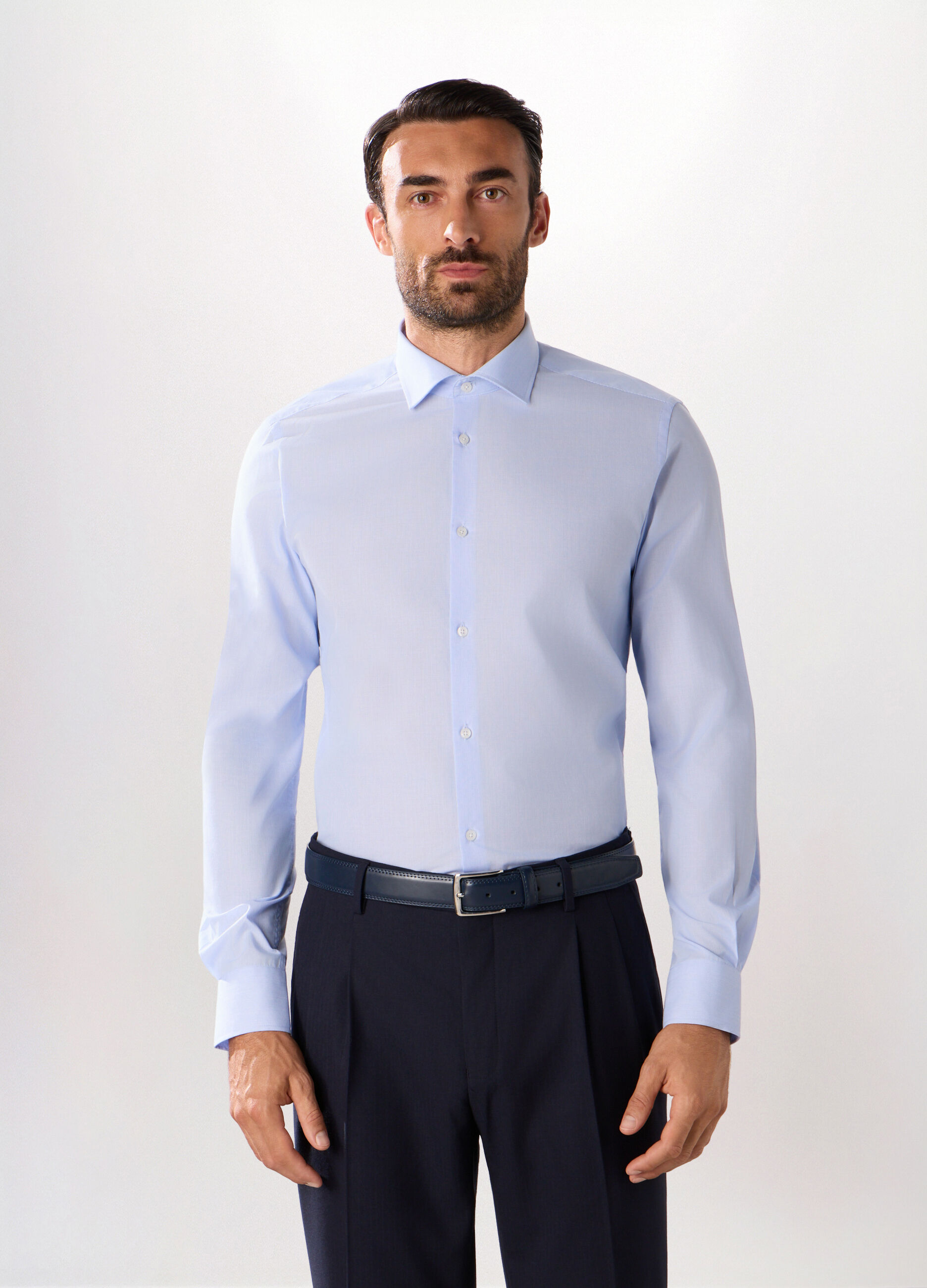 Camicia slim fit con micromotivo uomo_0