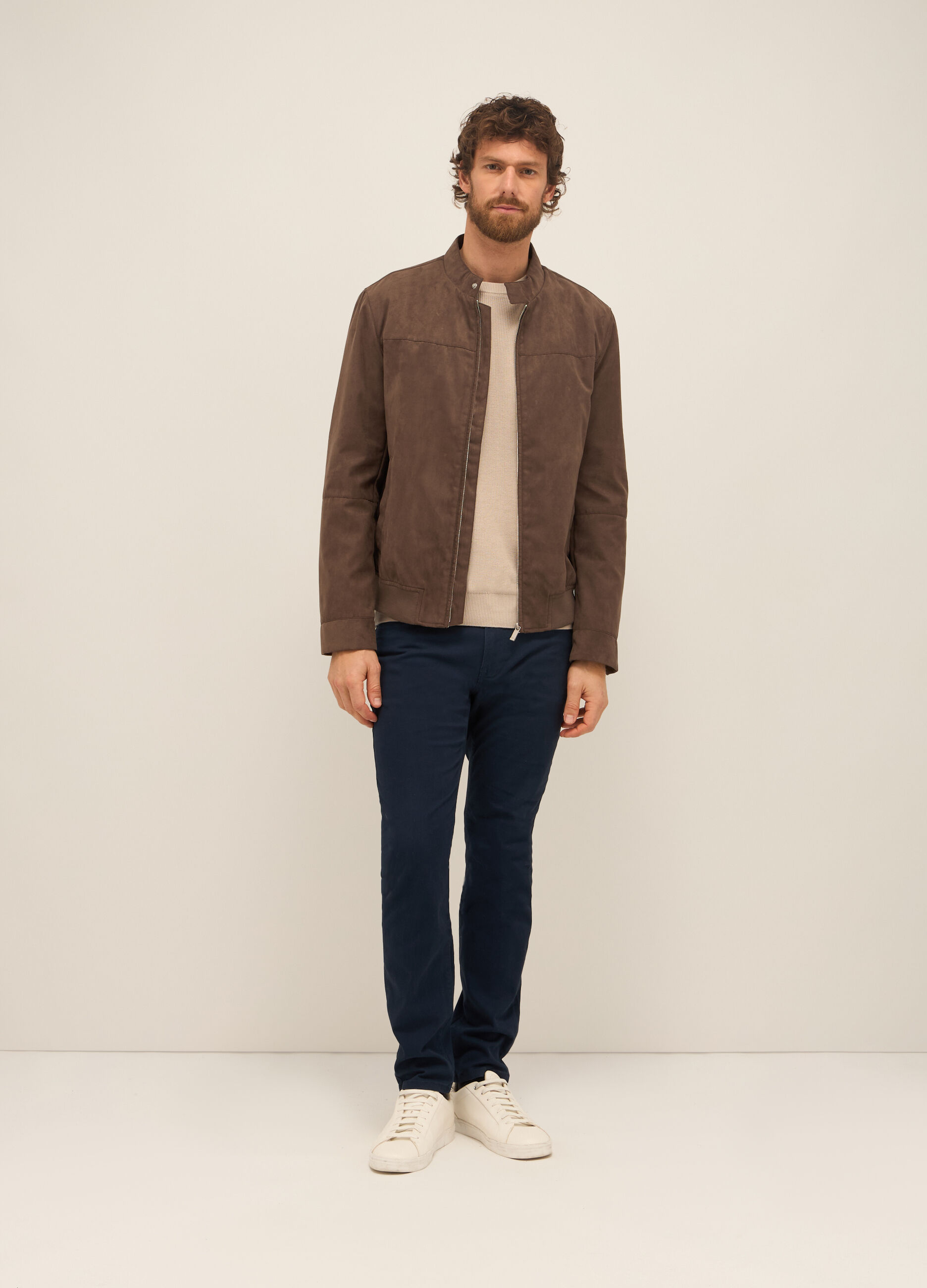 Giacca scamosciata in ECOpelle con zip uomo
