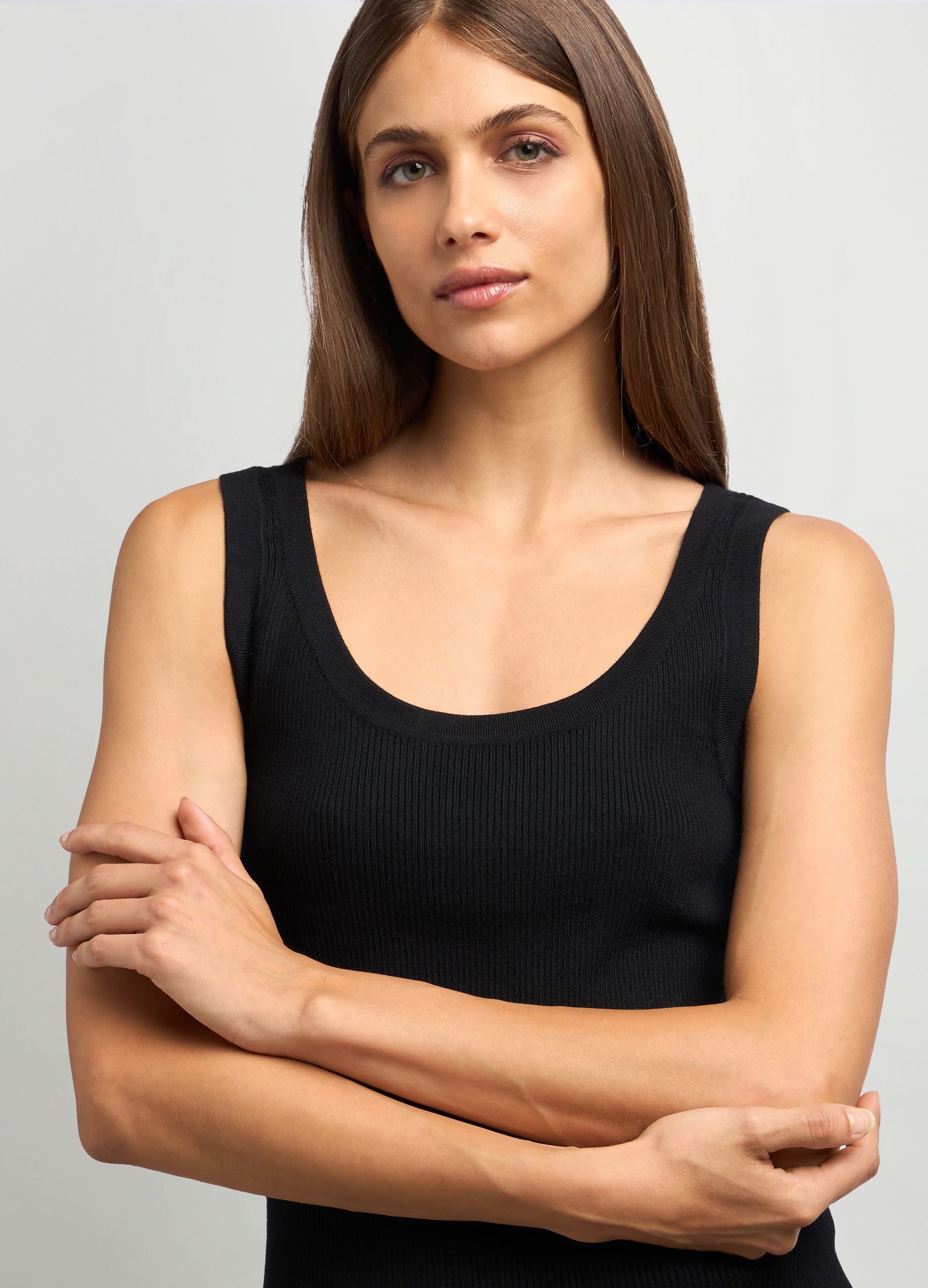 Canotta tricot in costina di misto viscosa donna_2