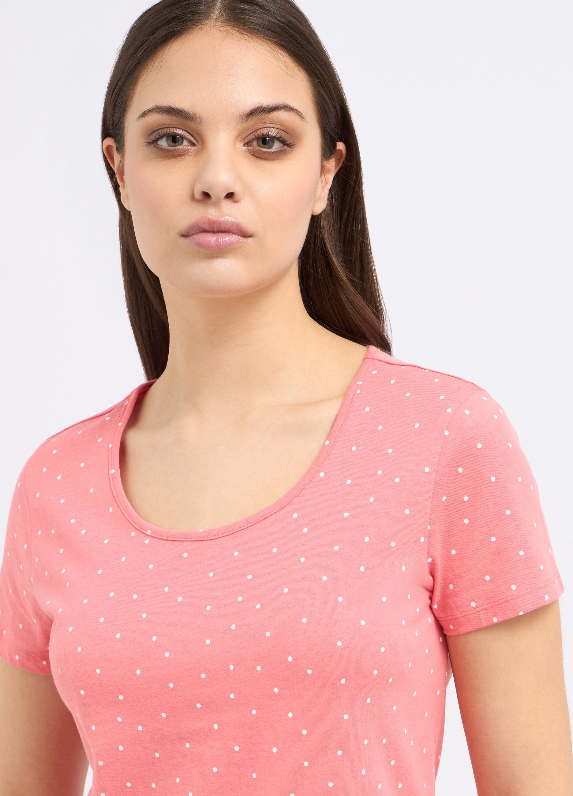 T-shirt a pois in puro cotone donna_2
