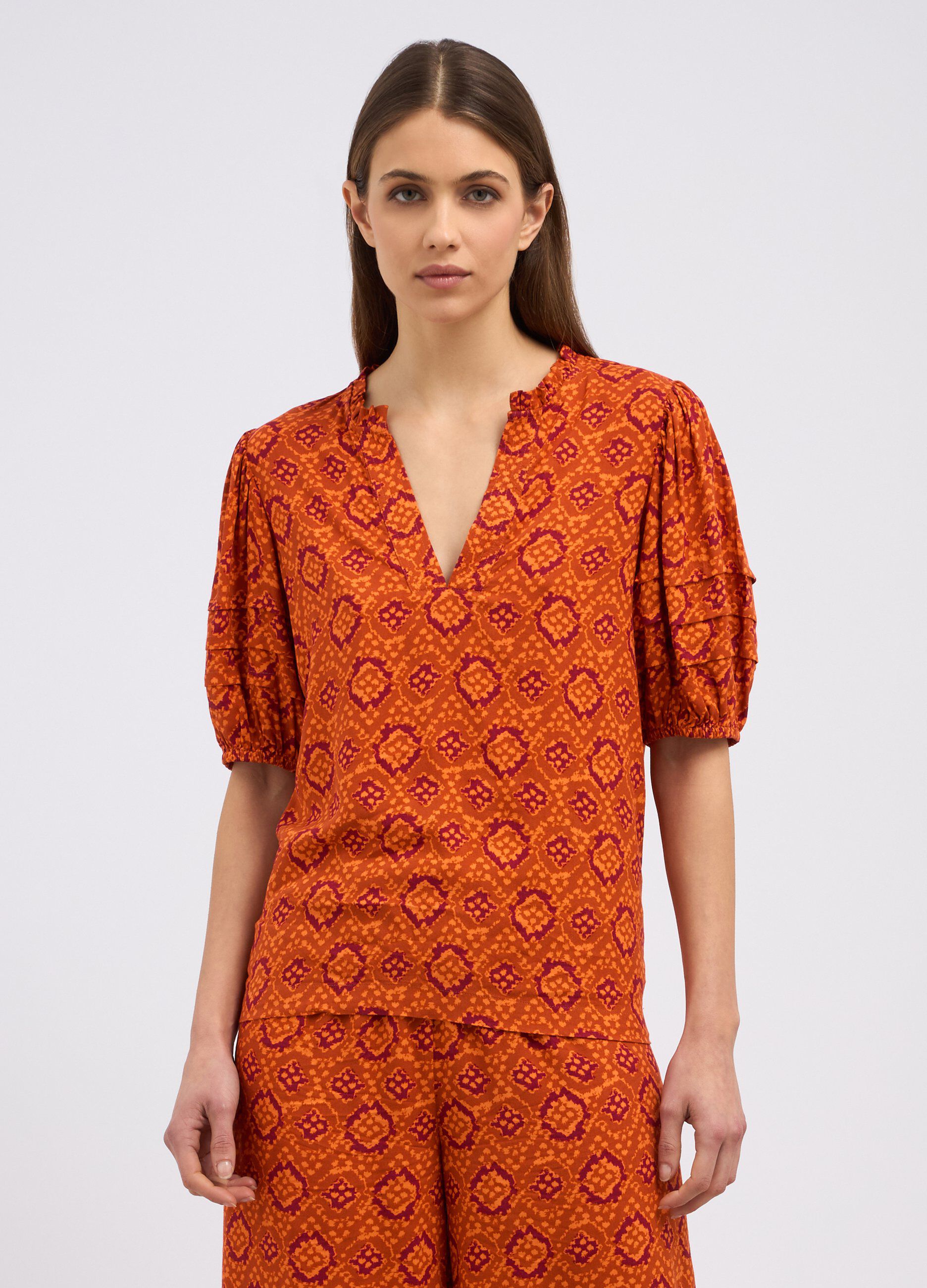 Blusa in pura viscosa con stampa donna_0