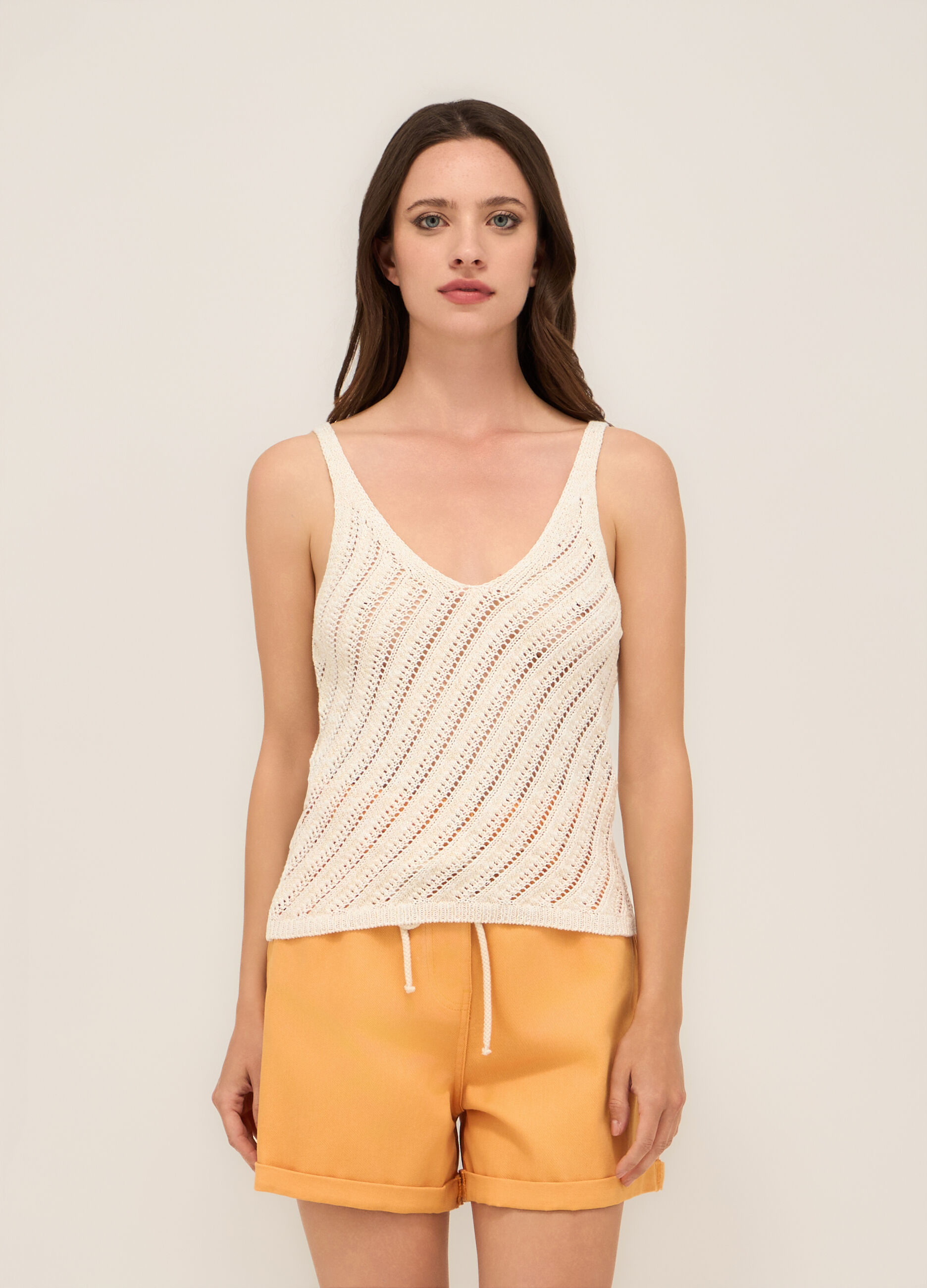 Canotta crochet in misto cotone donna_0